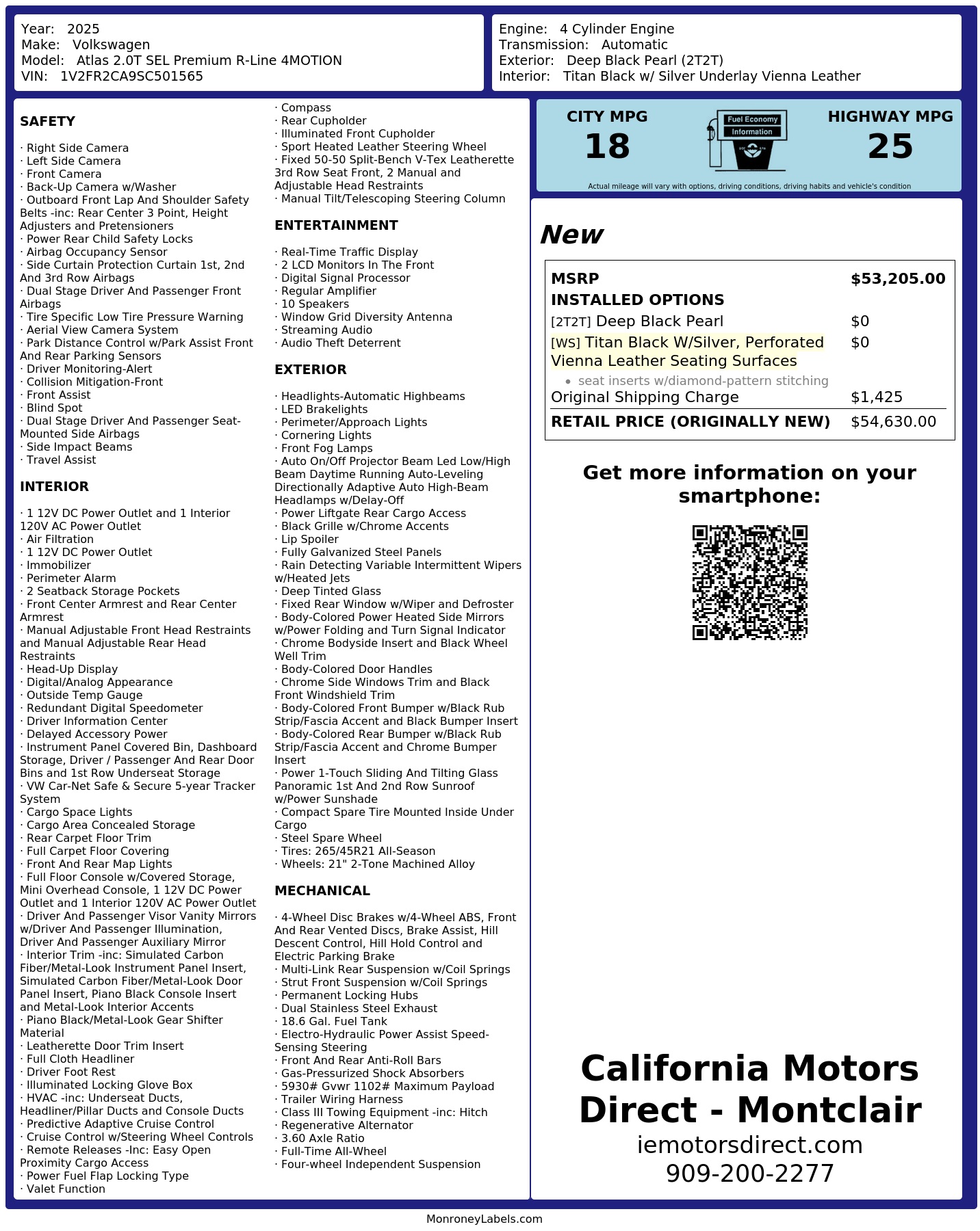 Monroney Label
