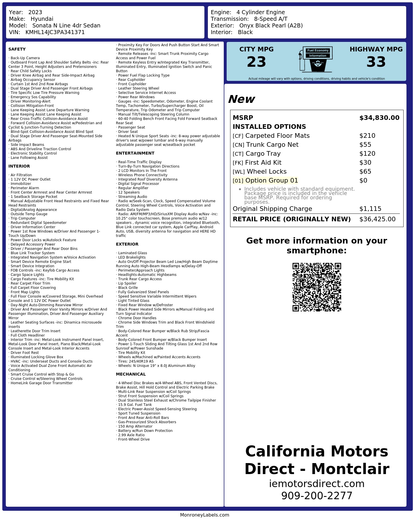 Monroney Label