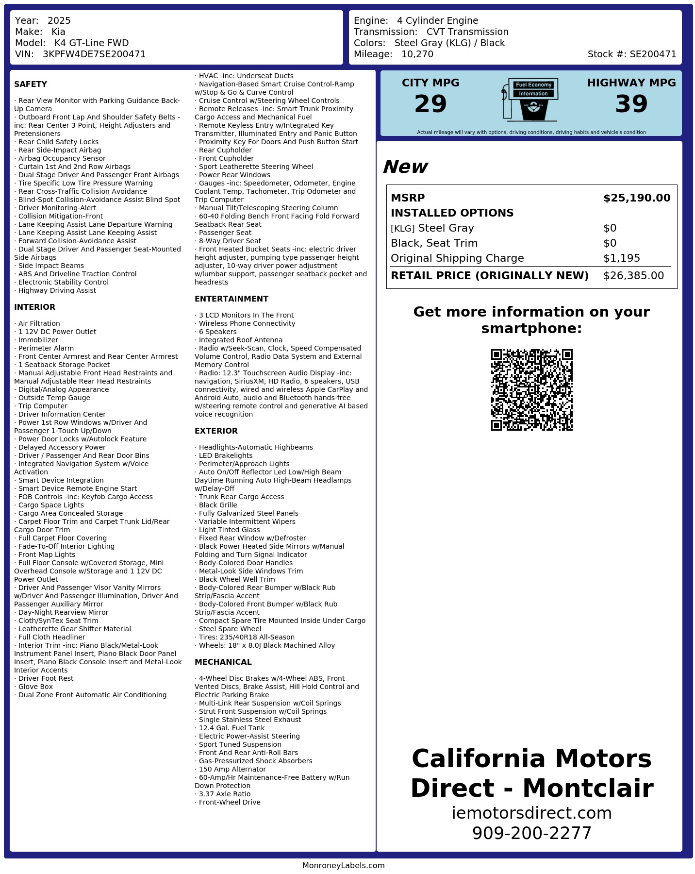 Monroney Label