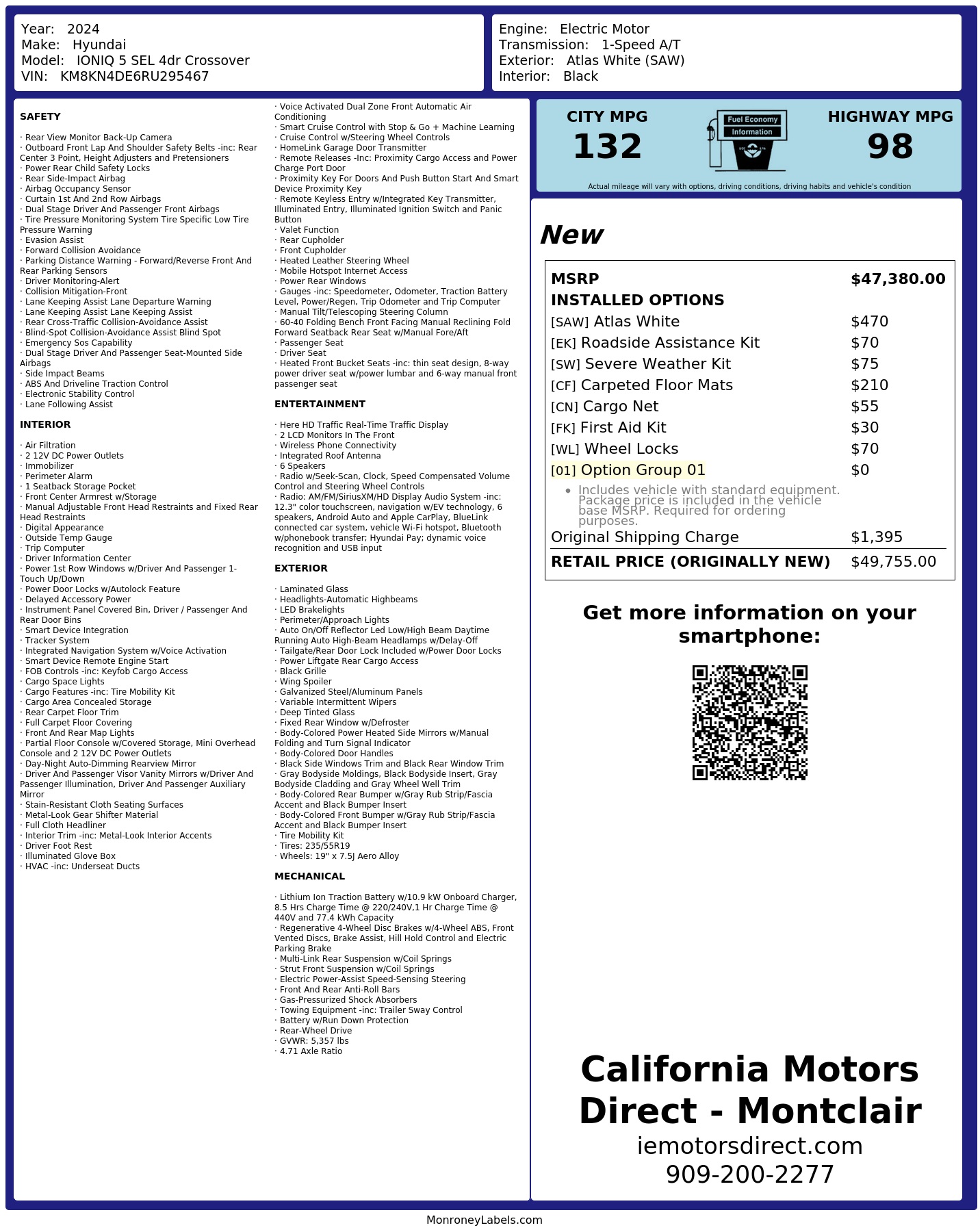 Monroney Label
