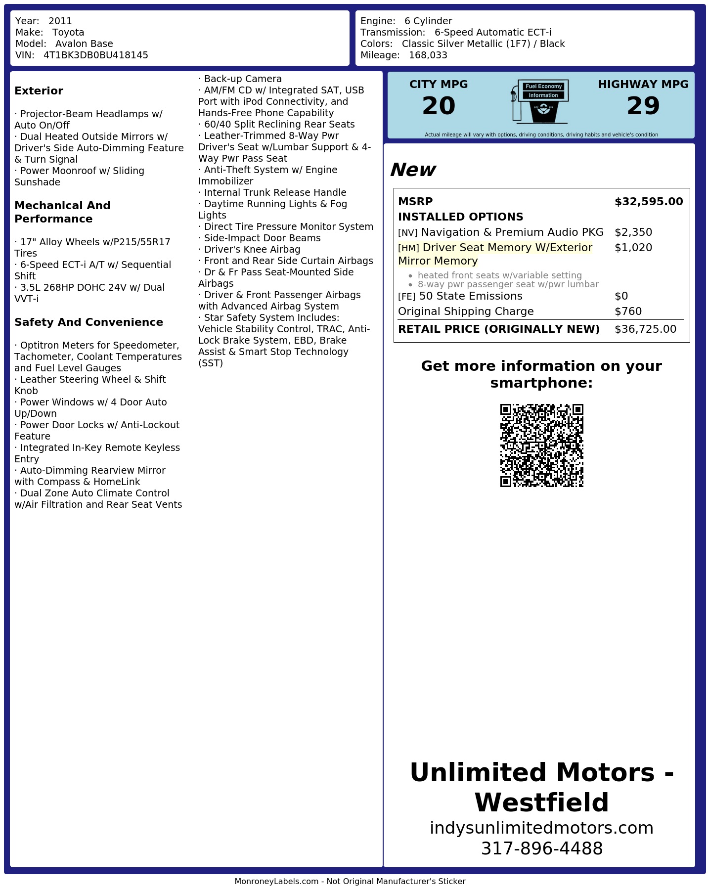 Monroney Label