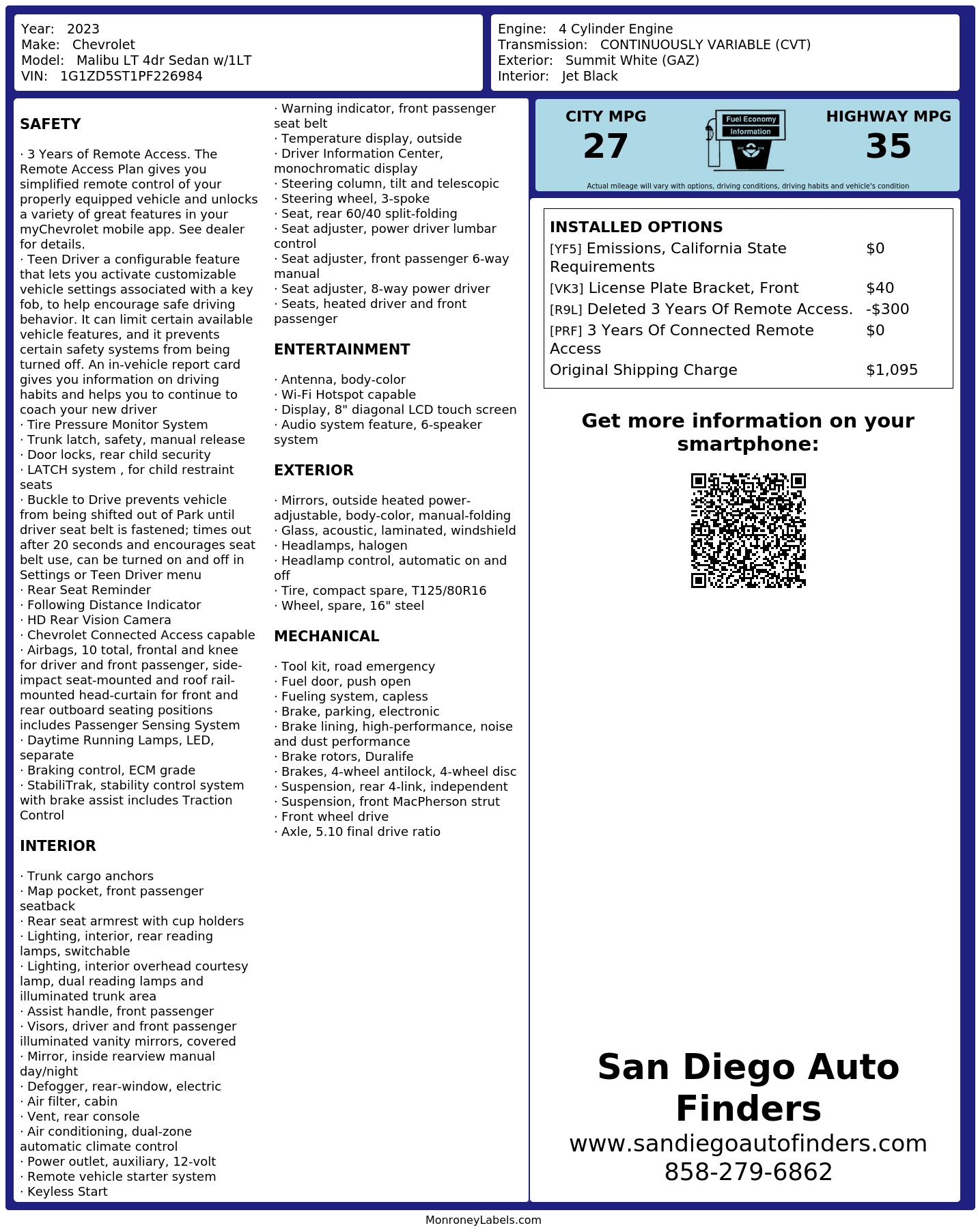 Monroney Label
