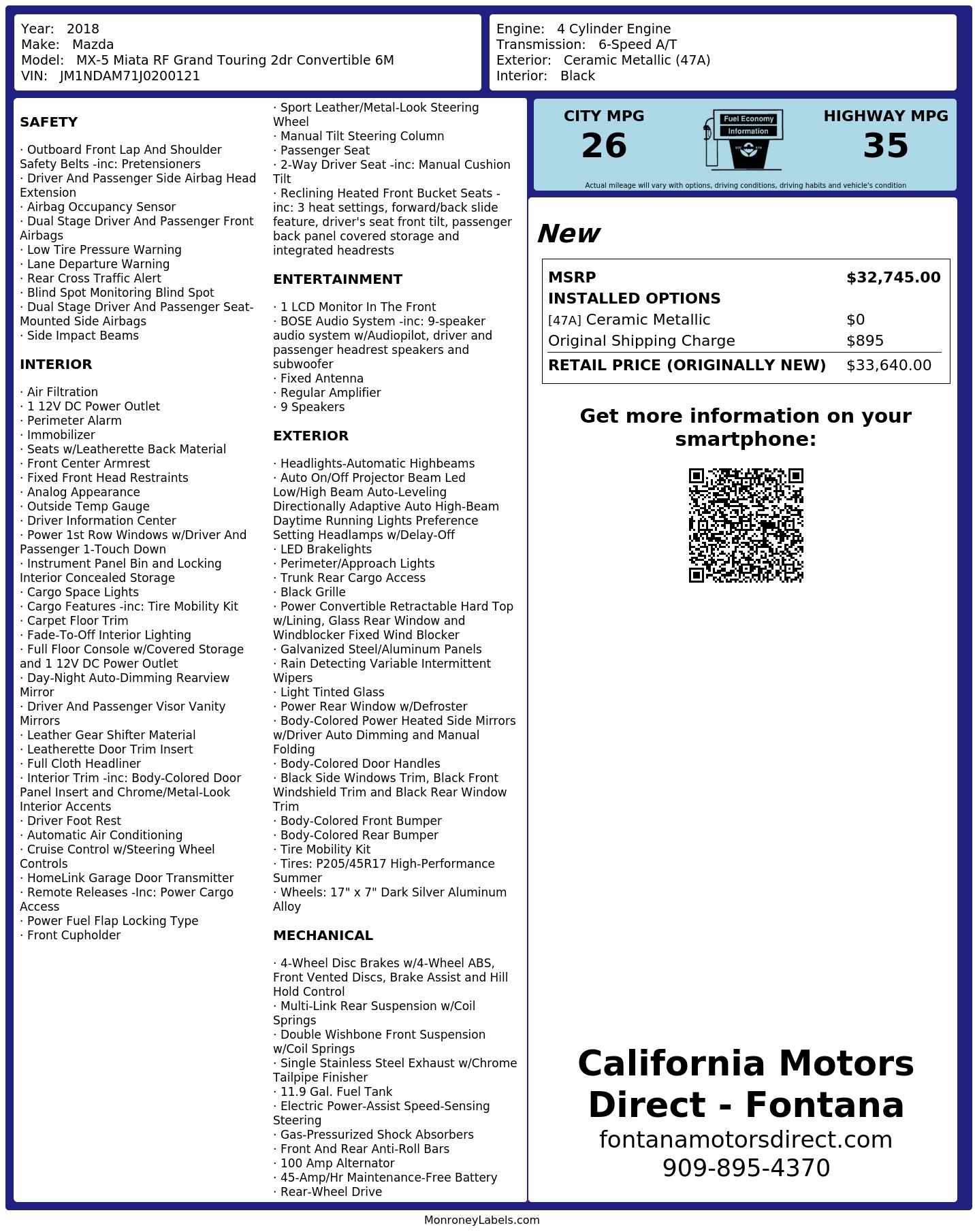 Monroney Label