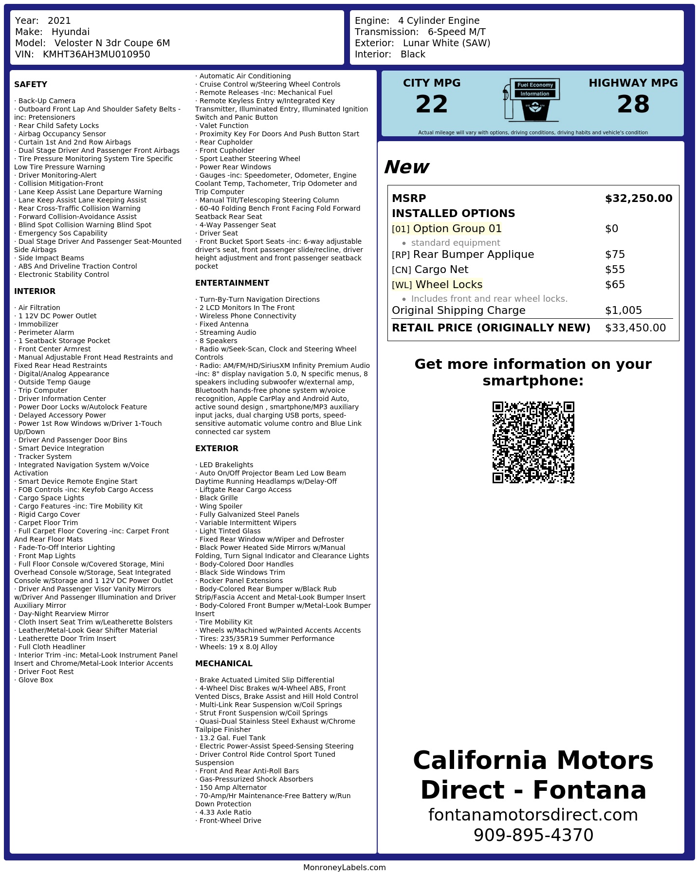 Monroney Label