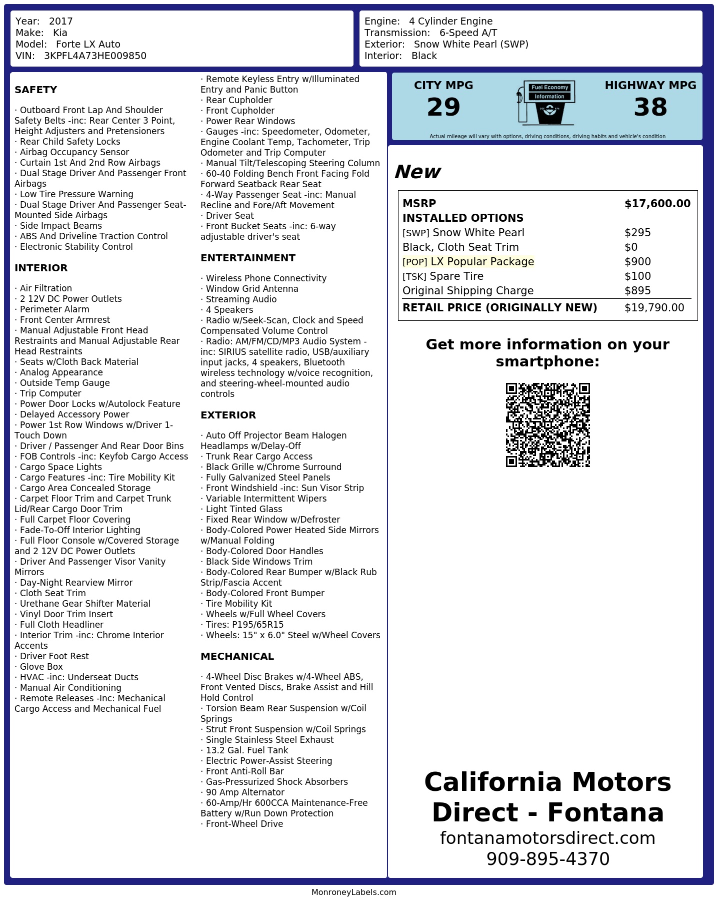 Monroney Label