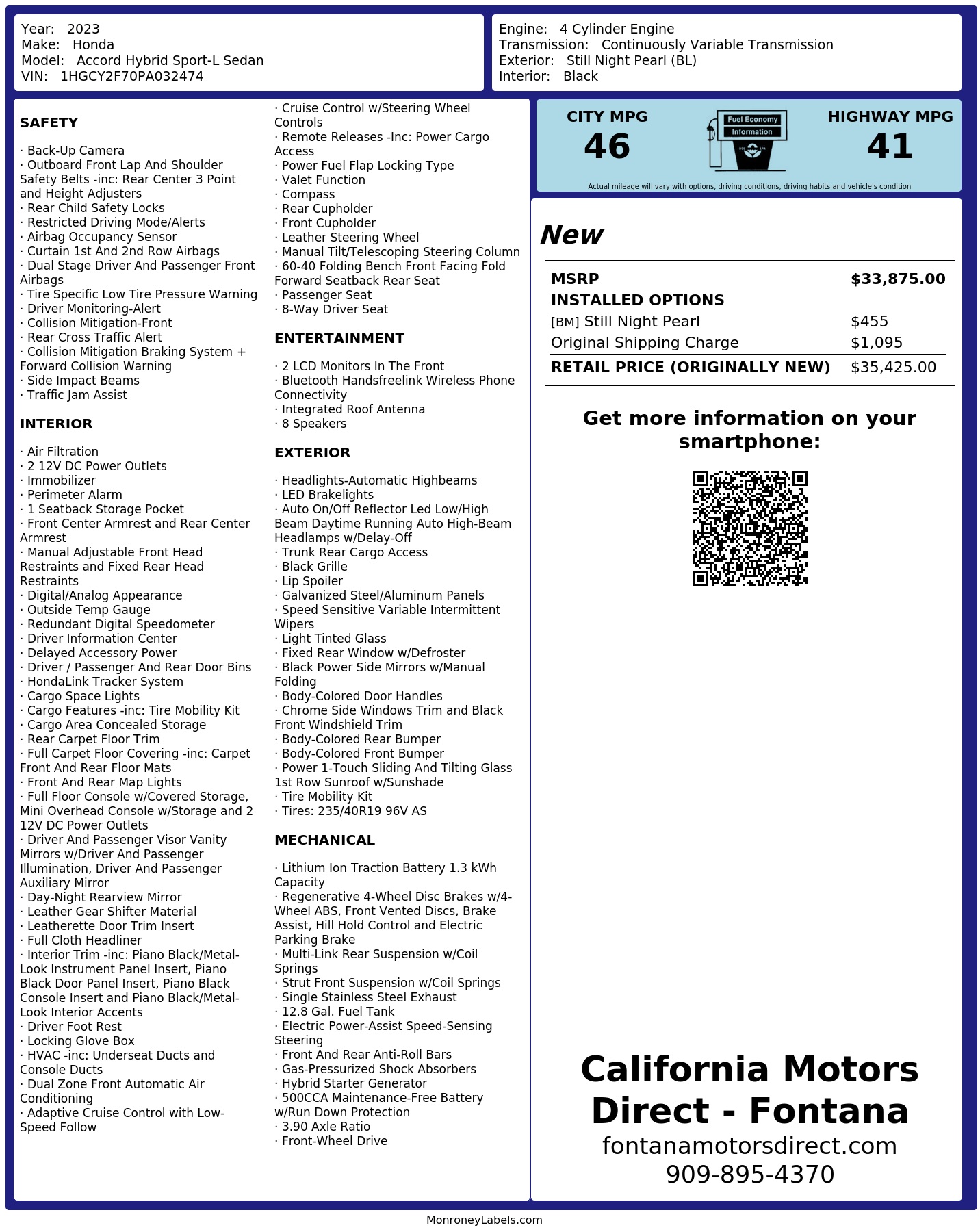 Monroney Label