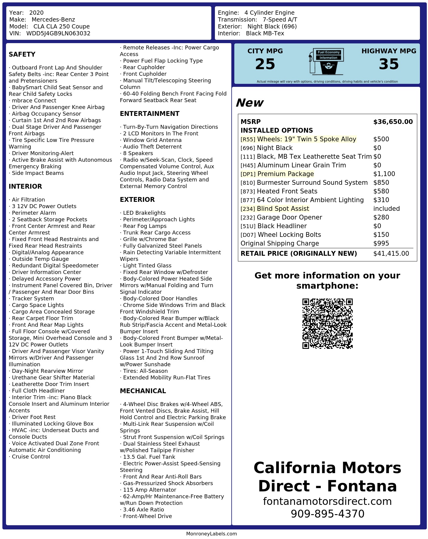 Monroney Label