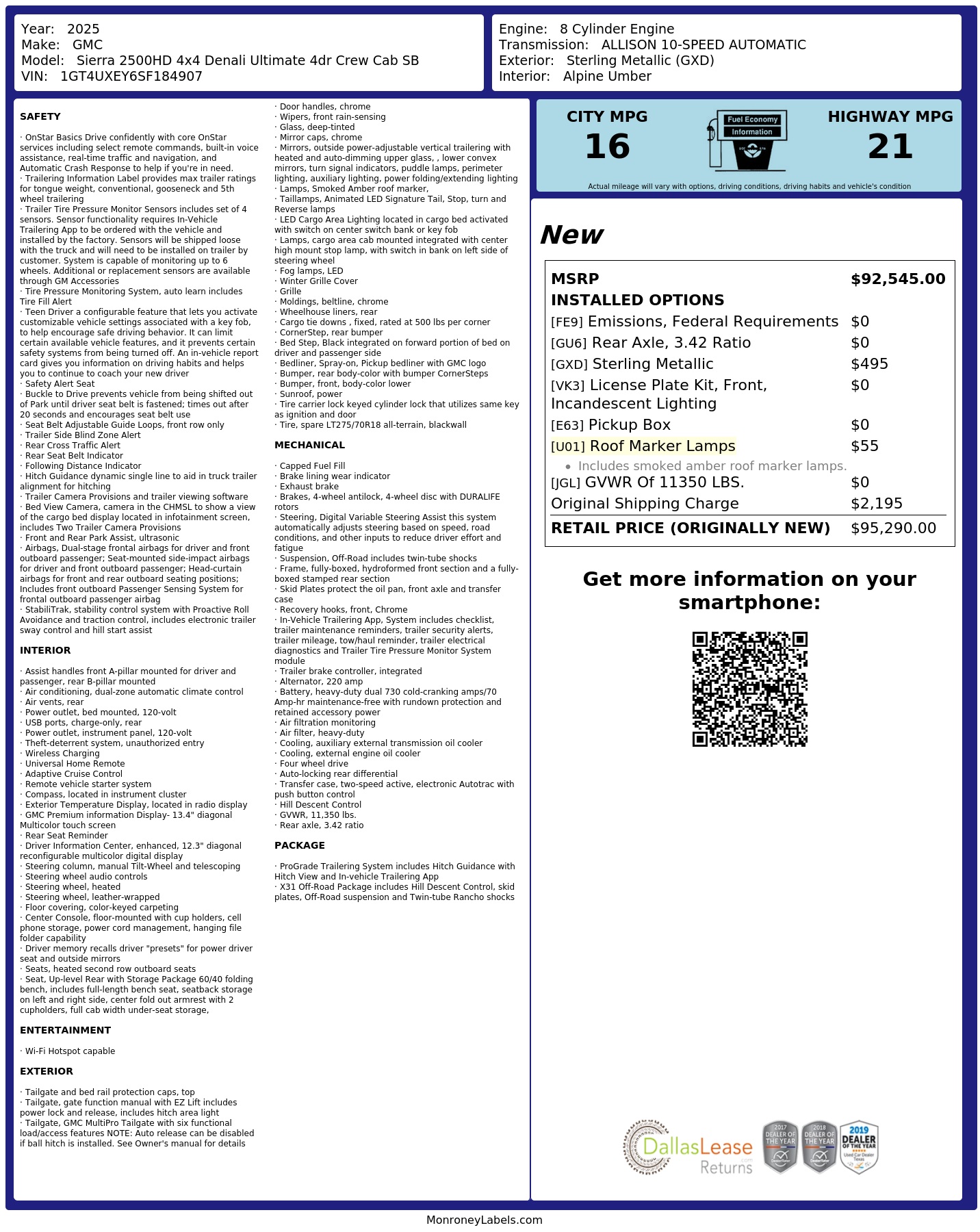 Monroney Label