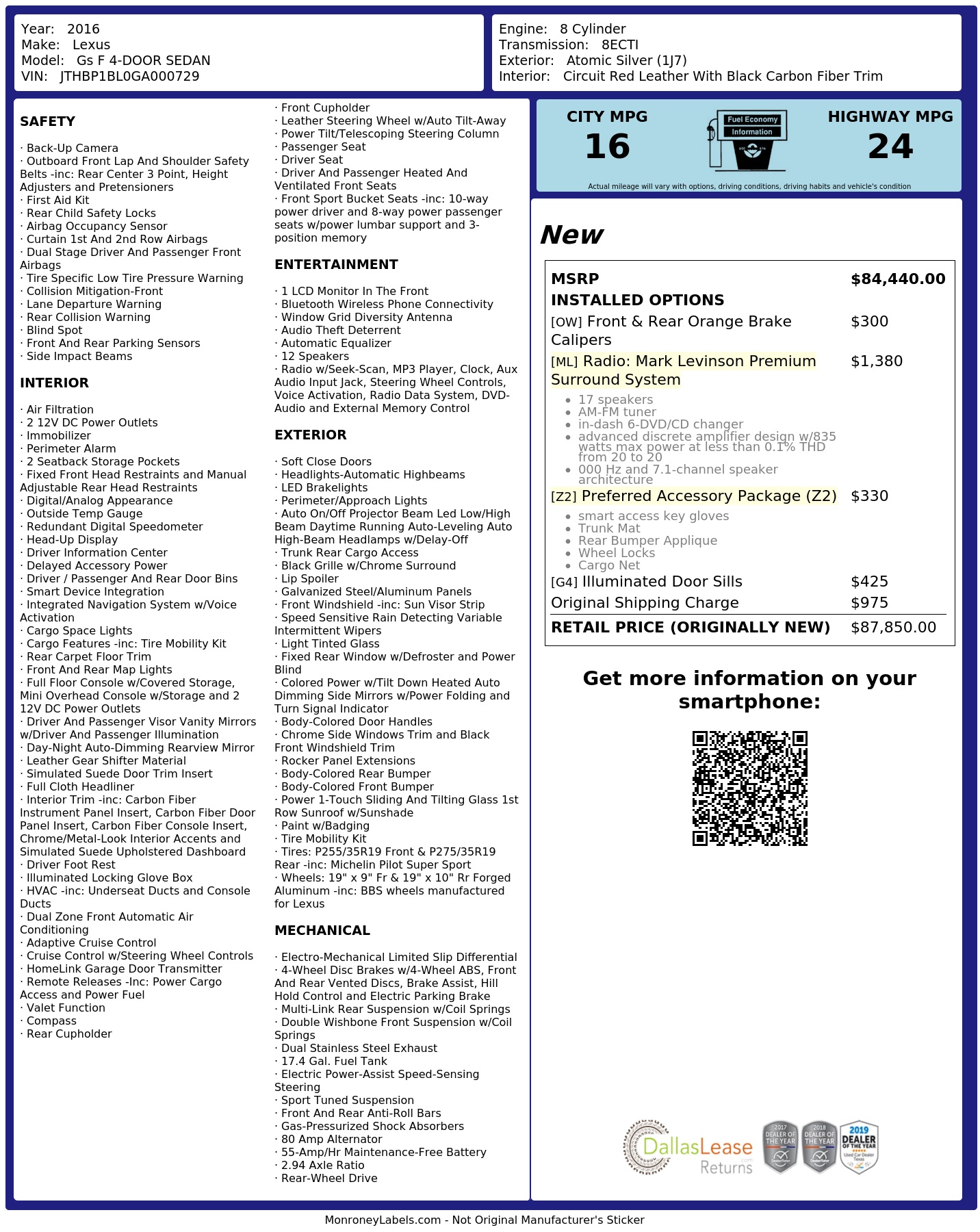 Monroney Label