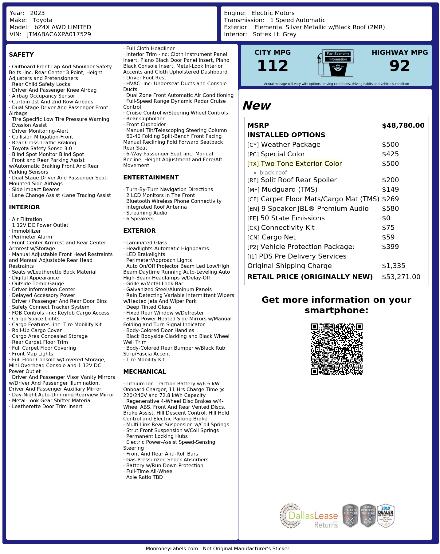 Monroney Label