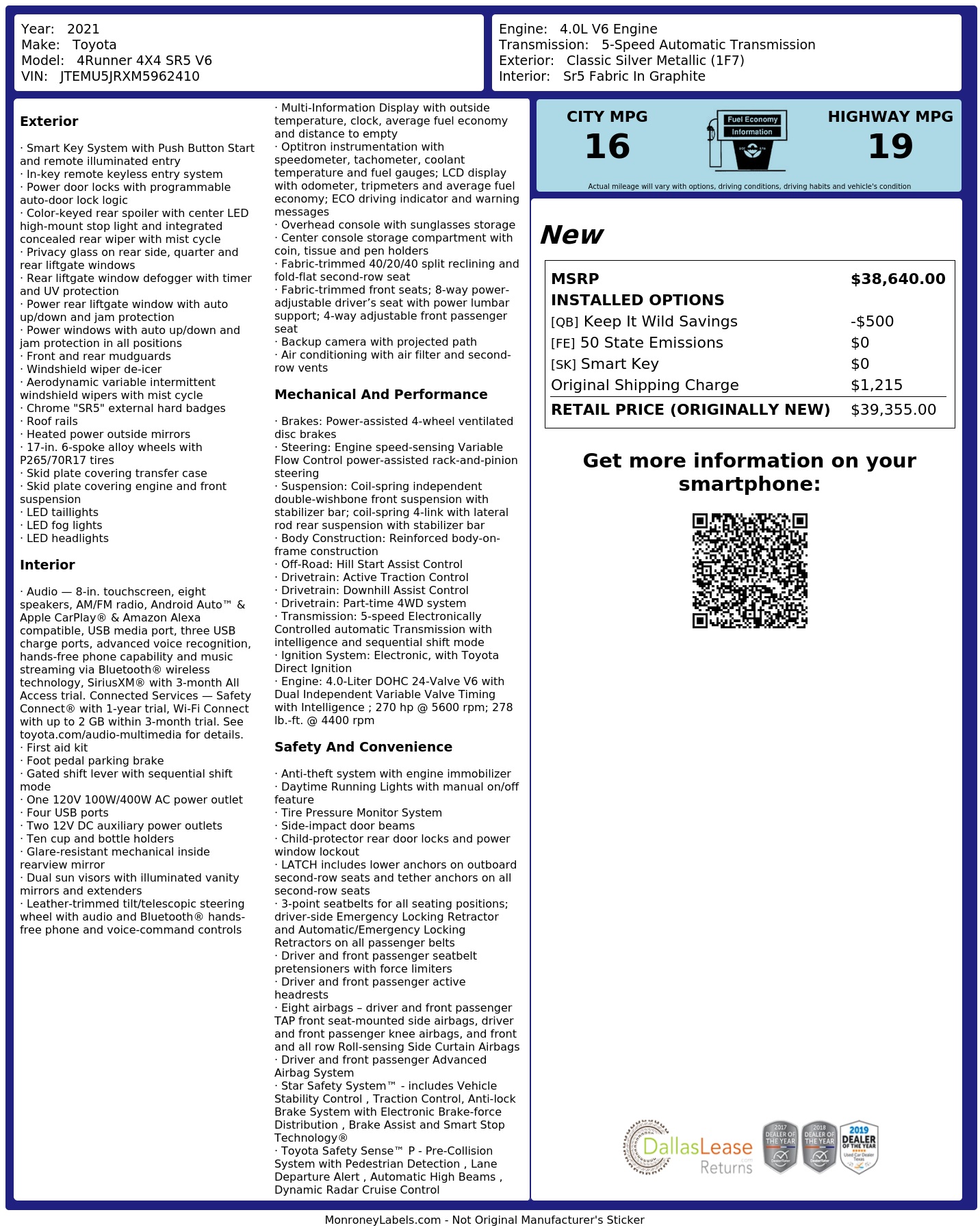 Monroney Label