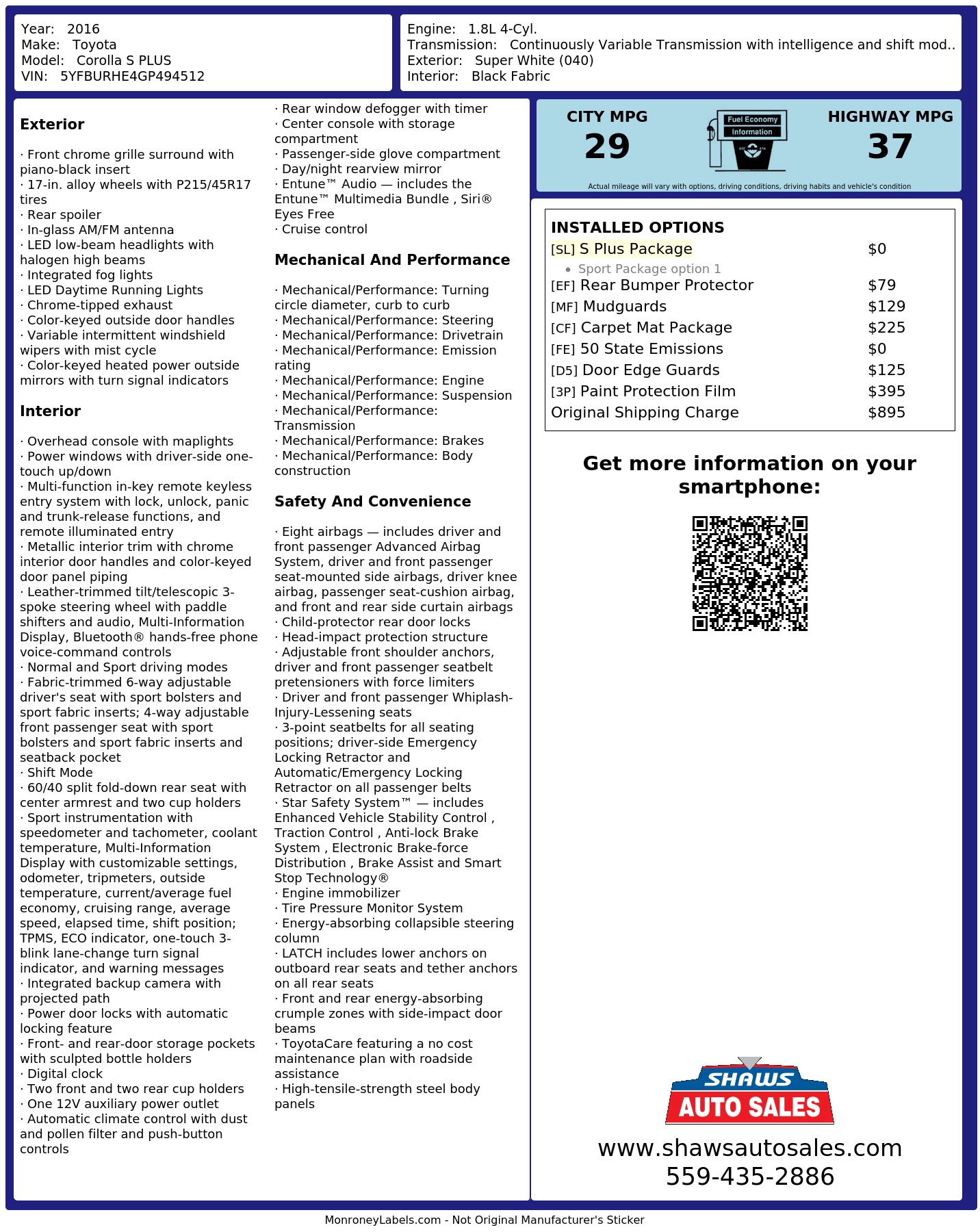 Monroney Label