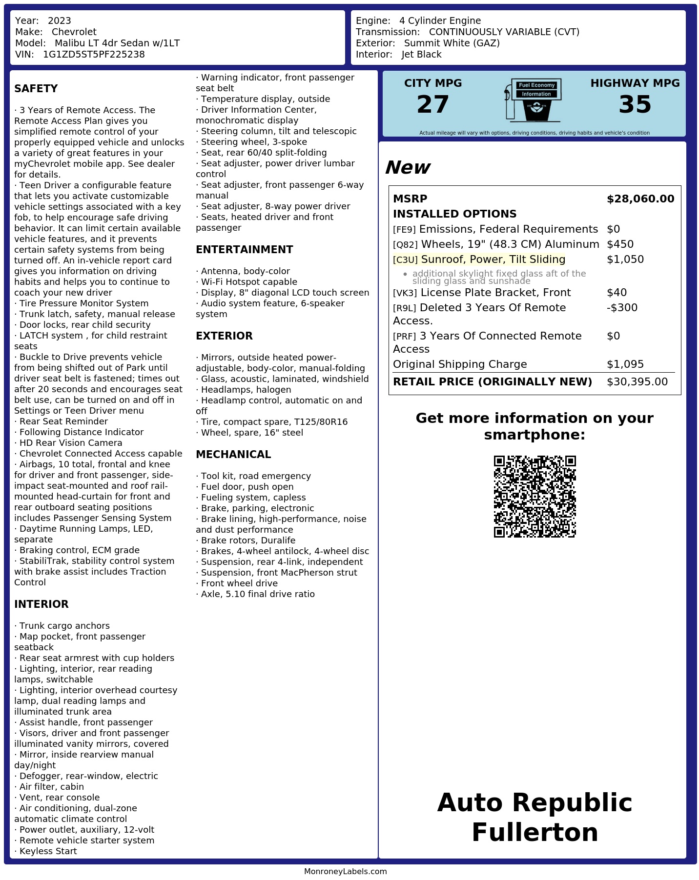 Monroney Label