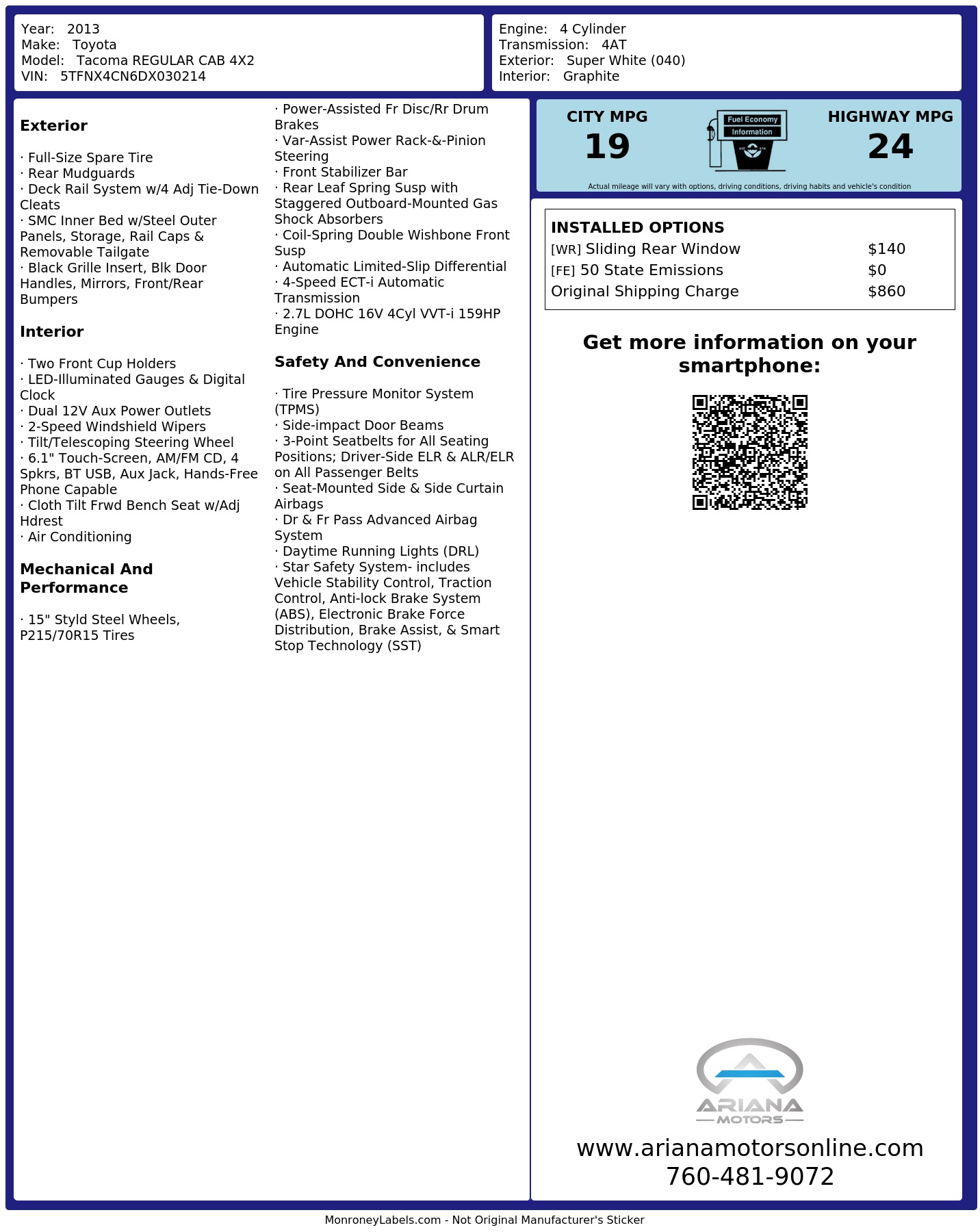 Monroney Label