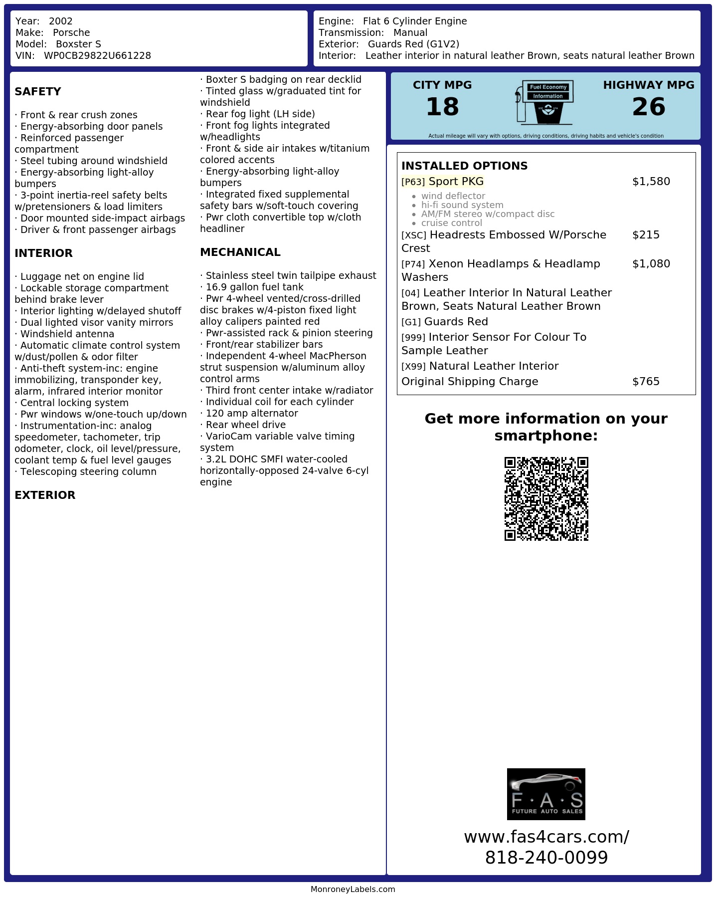 Monroney Label