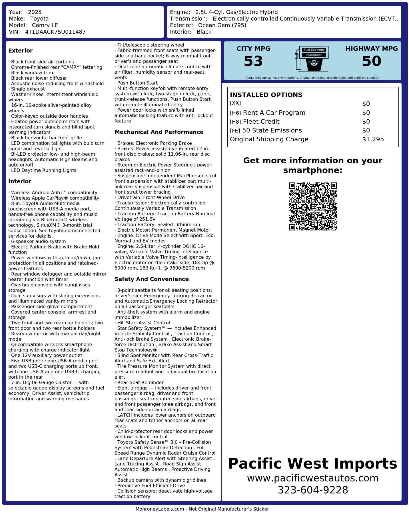 Monroney Label
