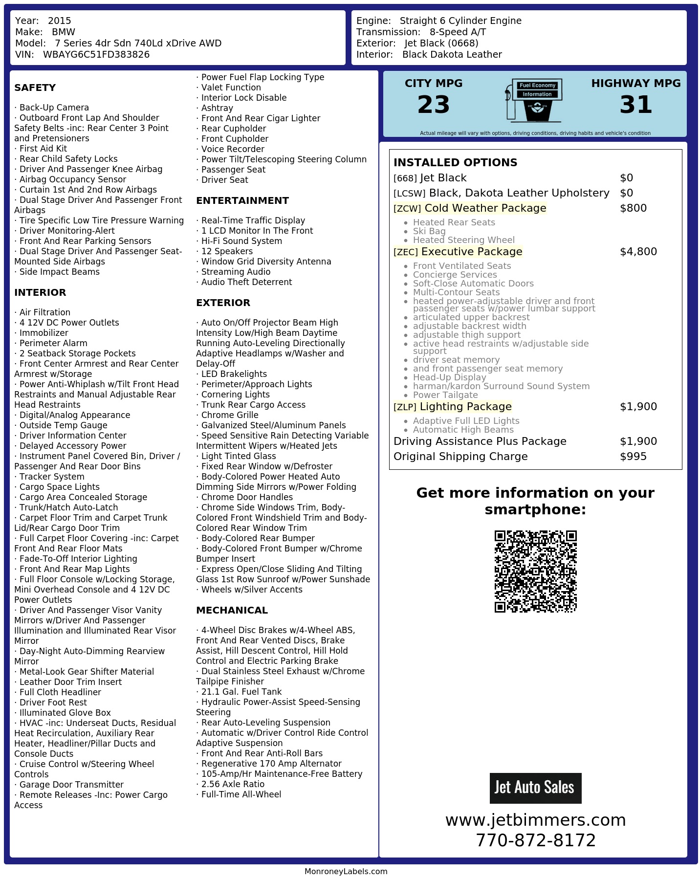 Monroney Label
