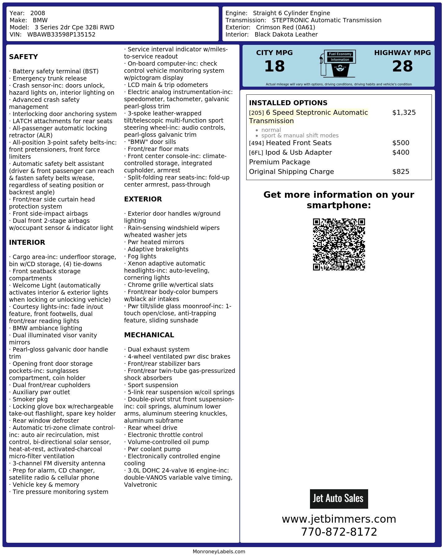 Monroney Label