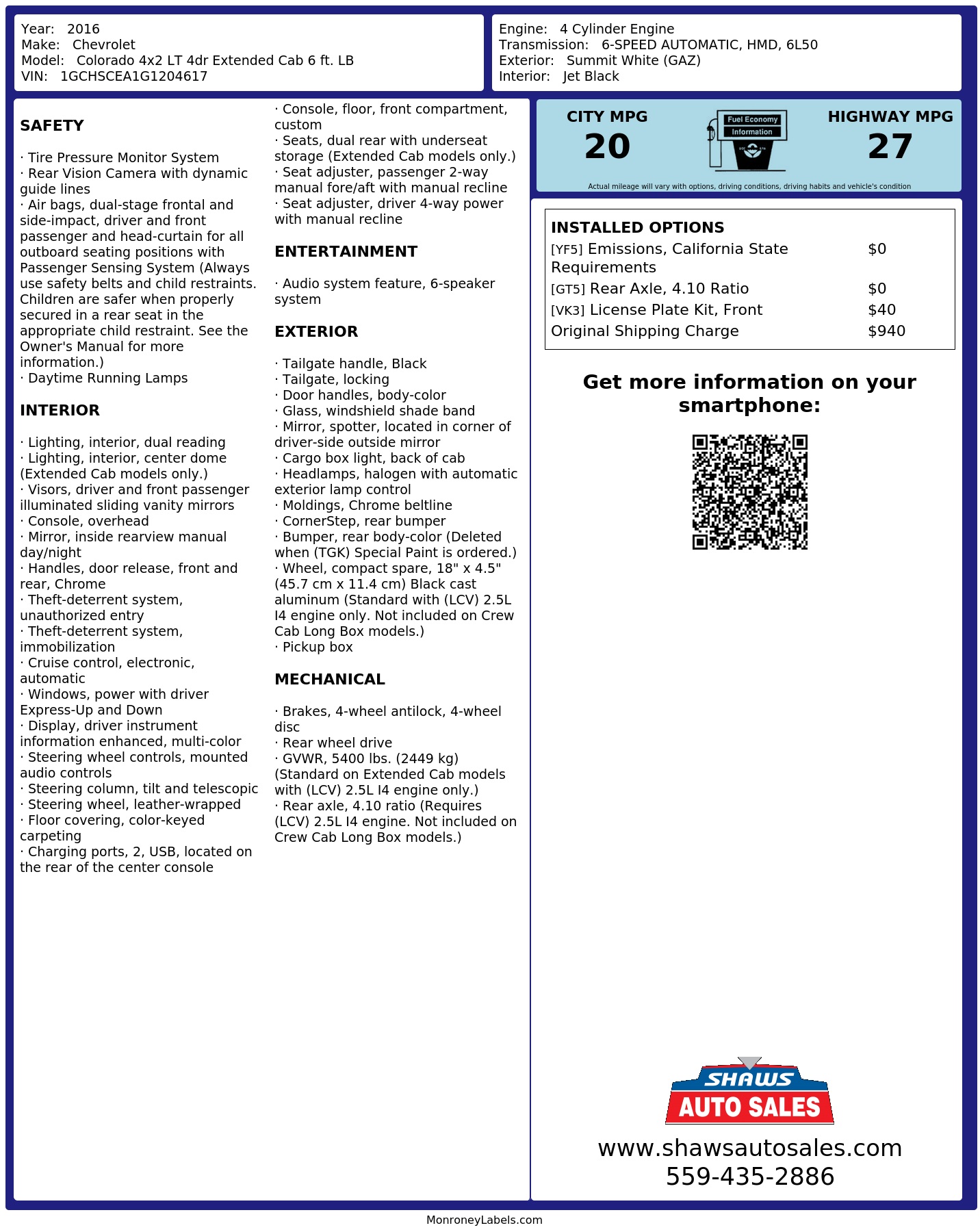 Monroney Label