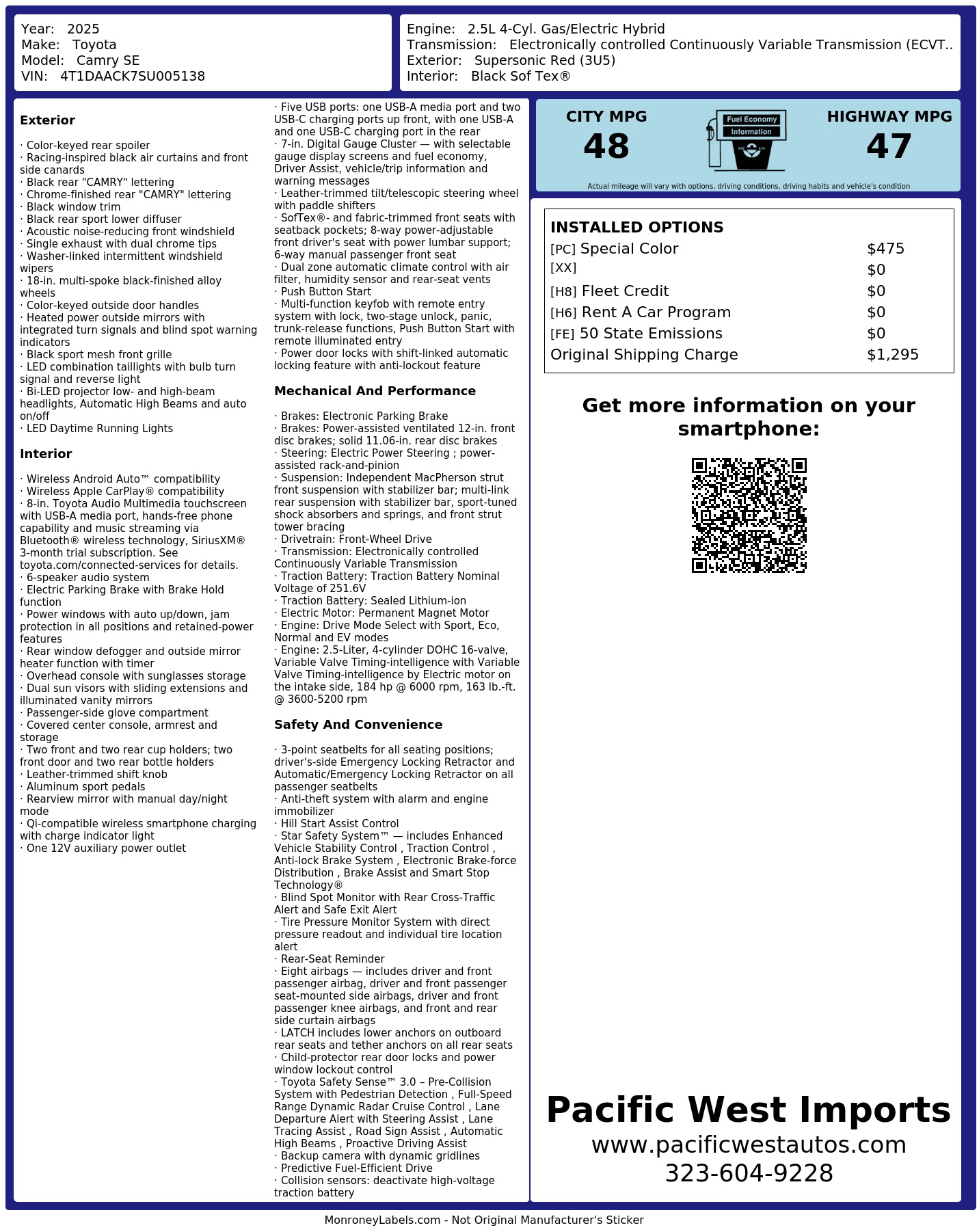 Monroney Label