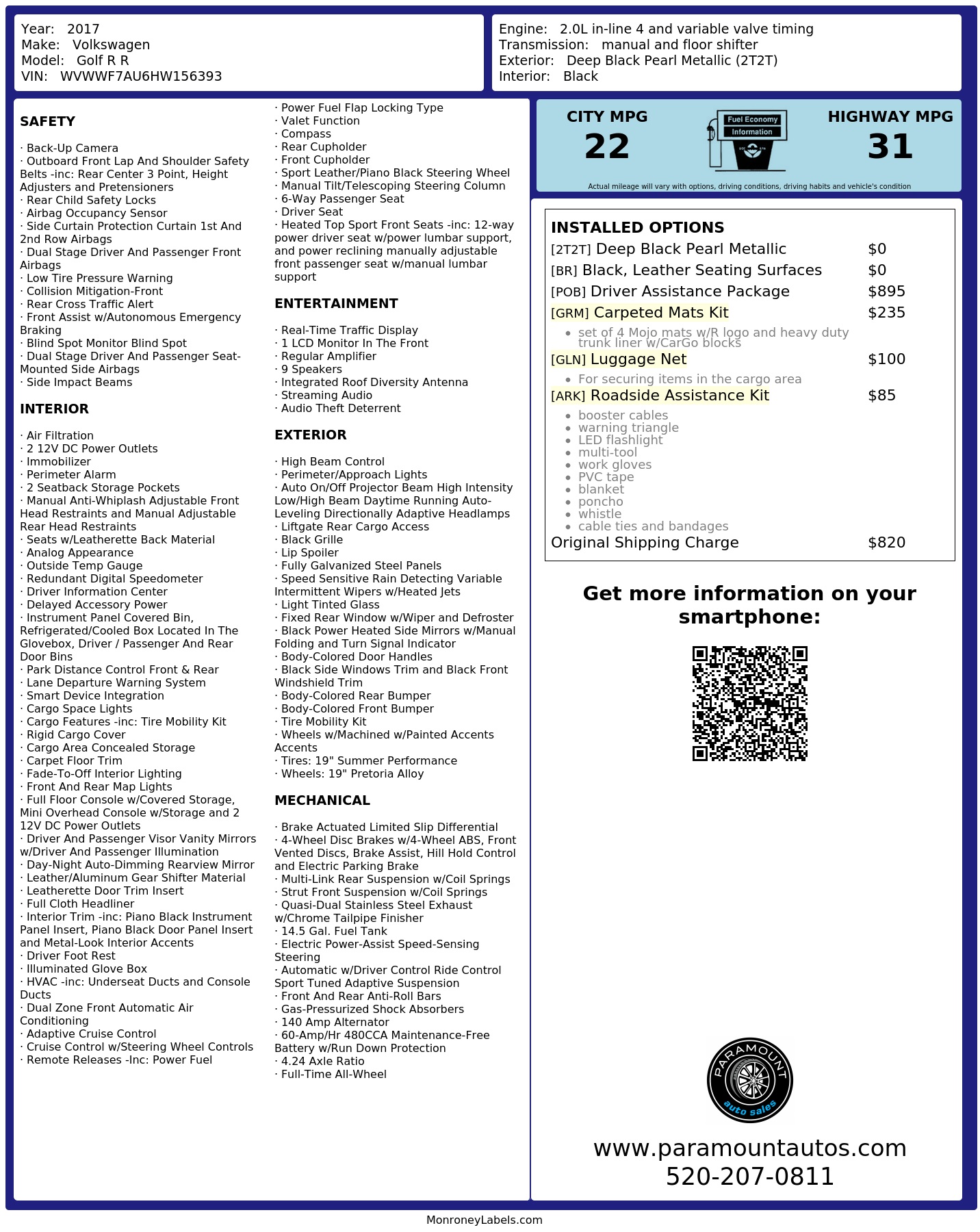 Monroney Label