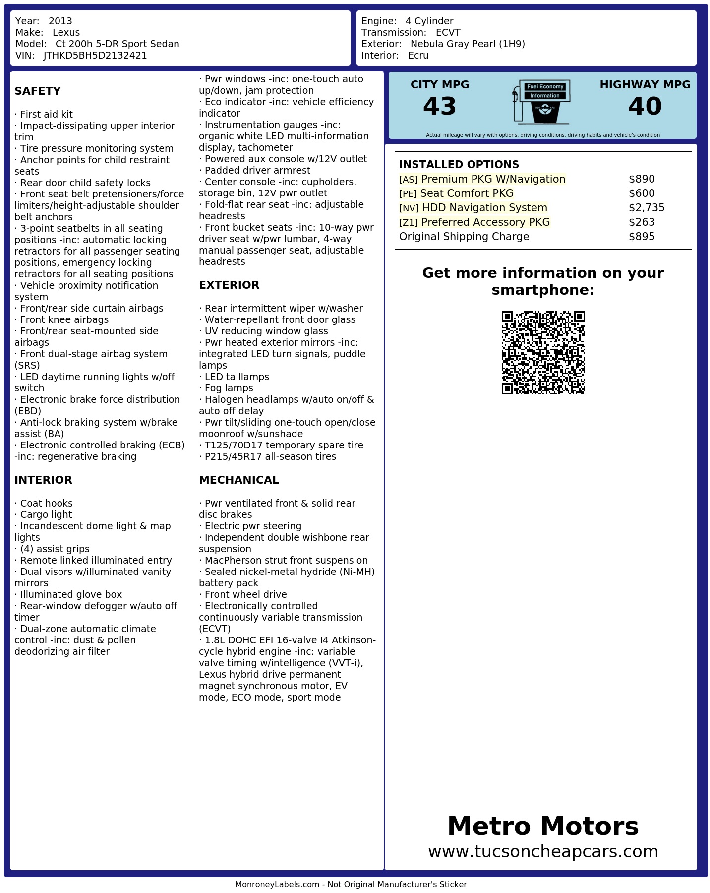 Monroney Label