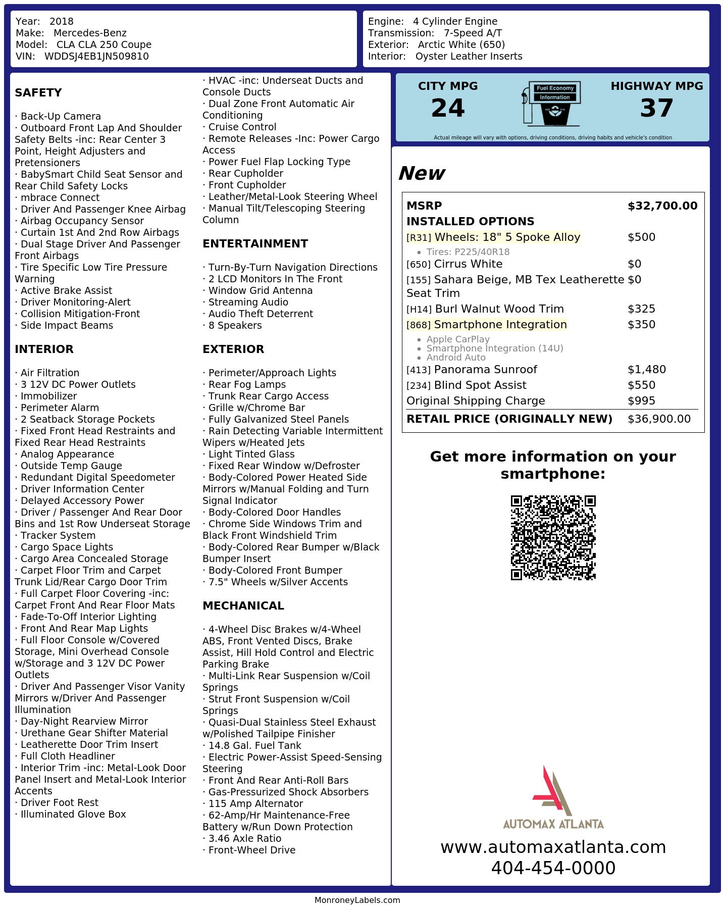 Monroney Label