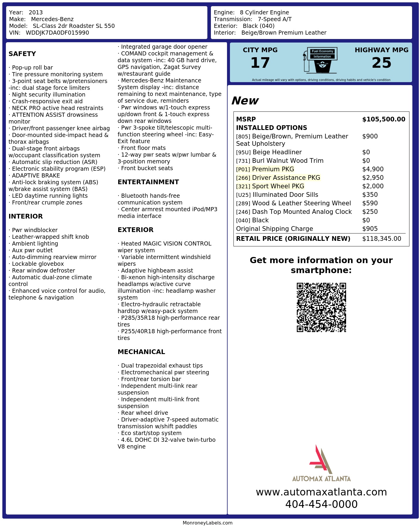 Monroney Label