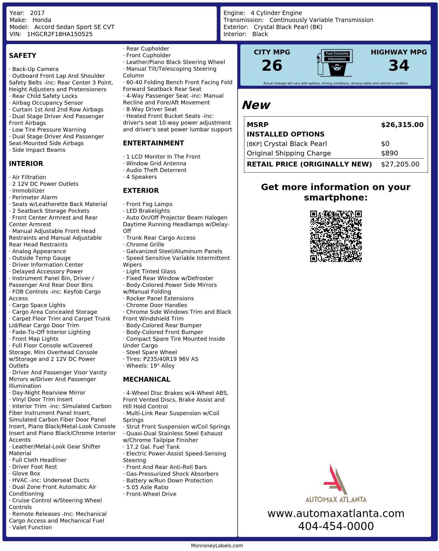 Monroney Label