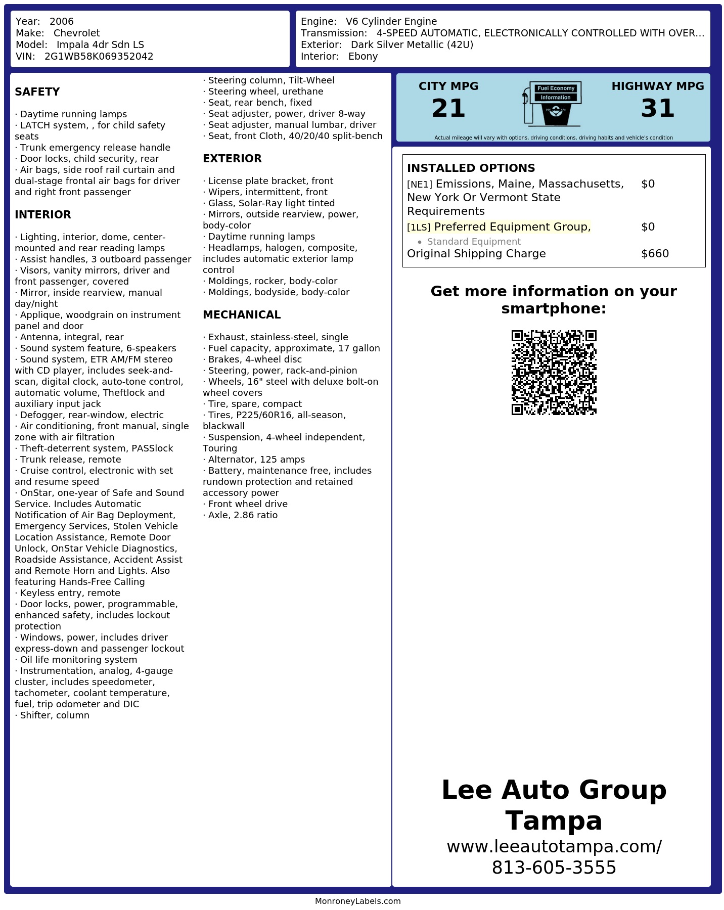 Monroney Label