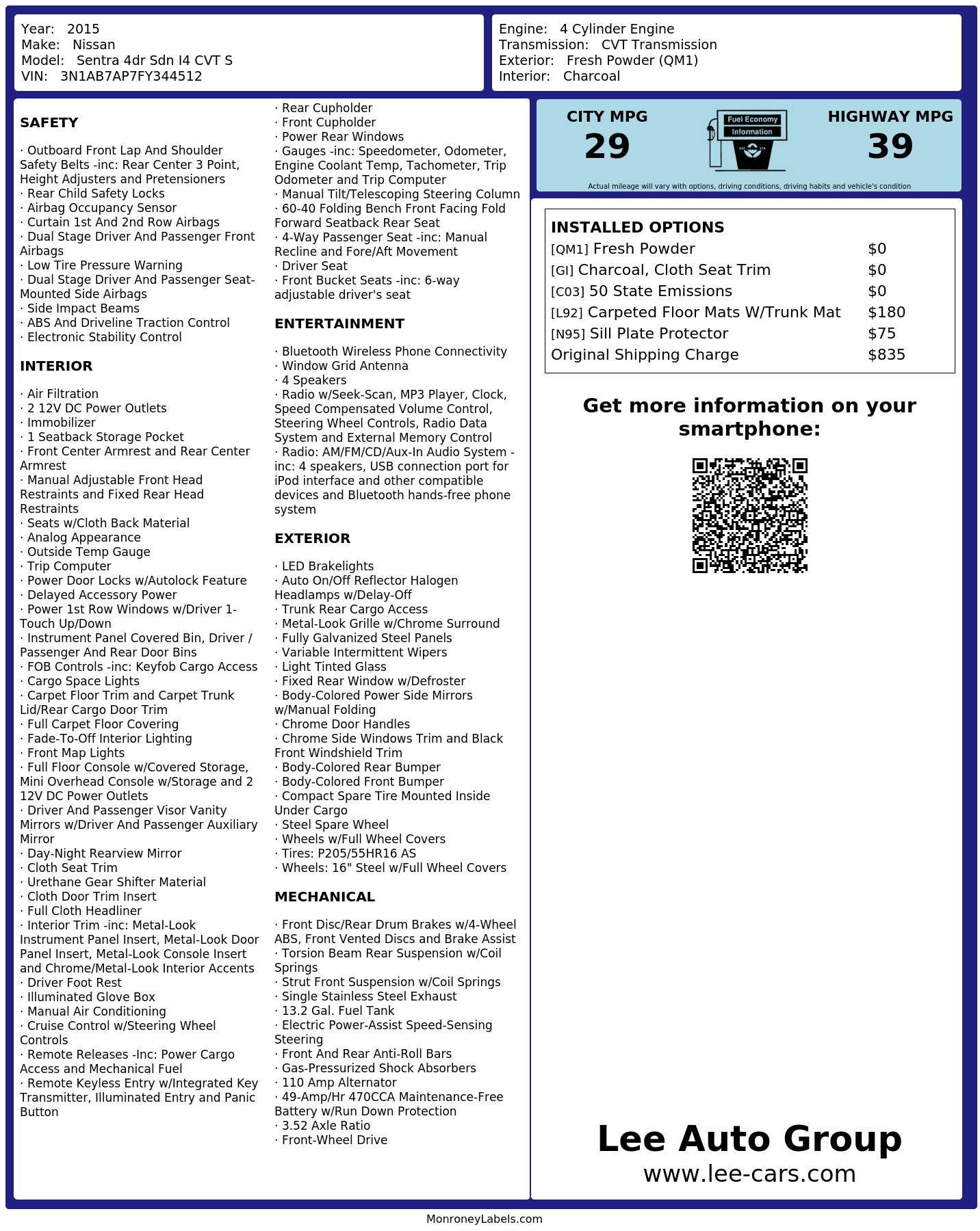 Monroney Label