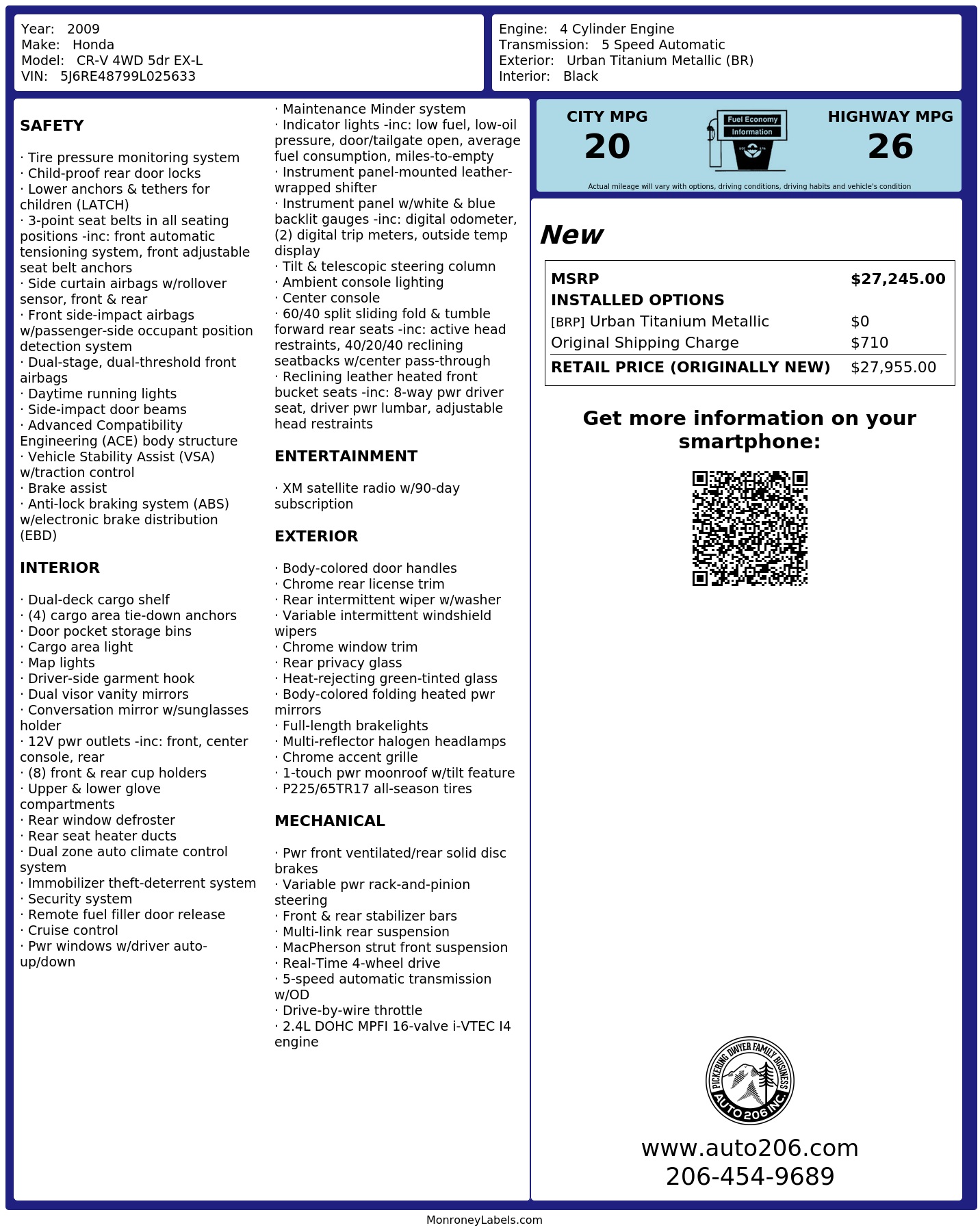 Monroney Label