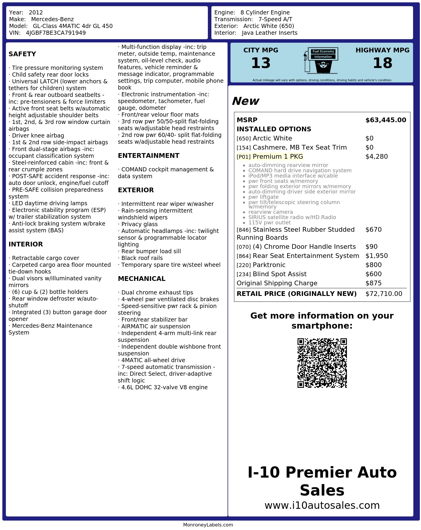 Monroney Label