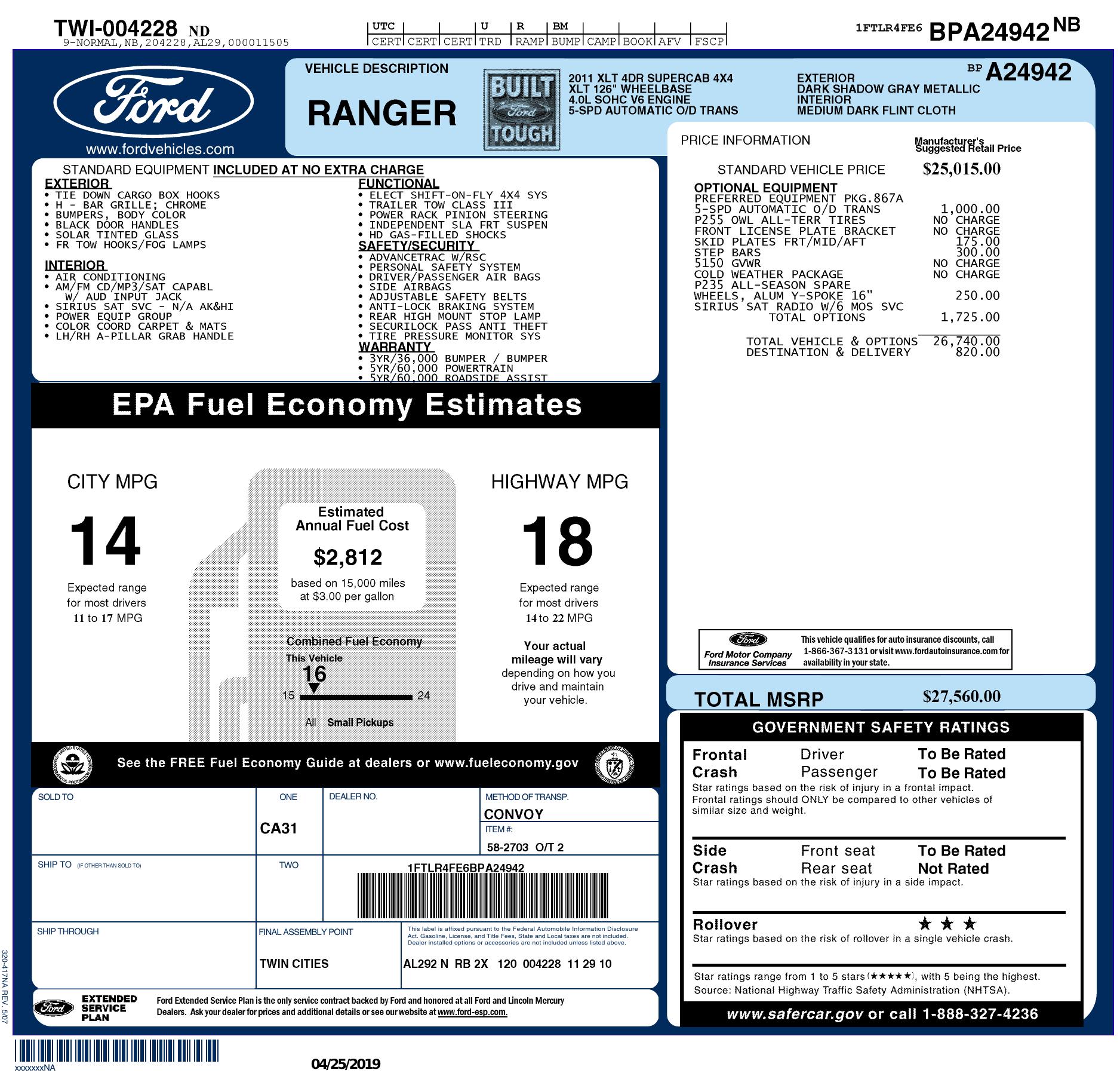 Monroney Label