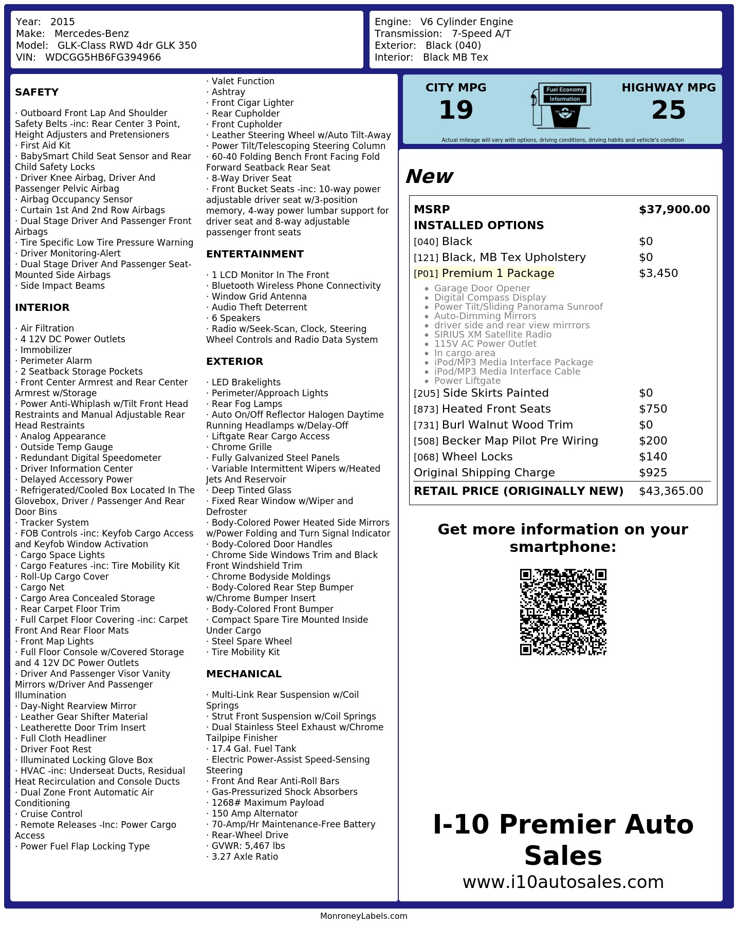 Monroney Label