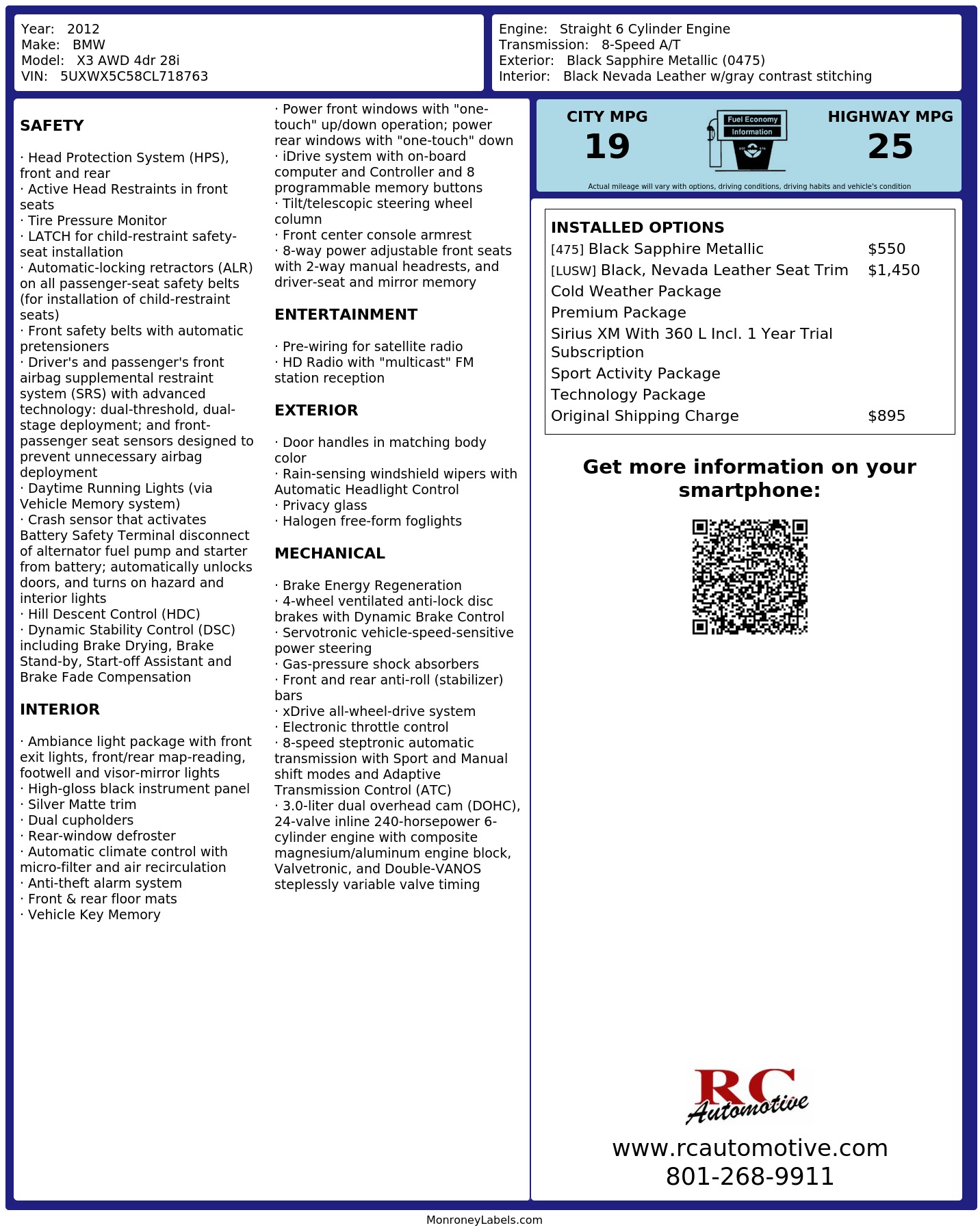 Monroney Label