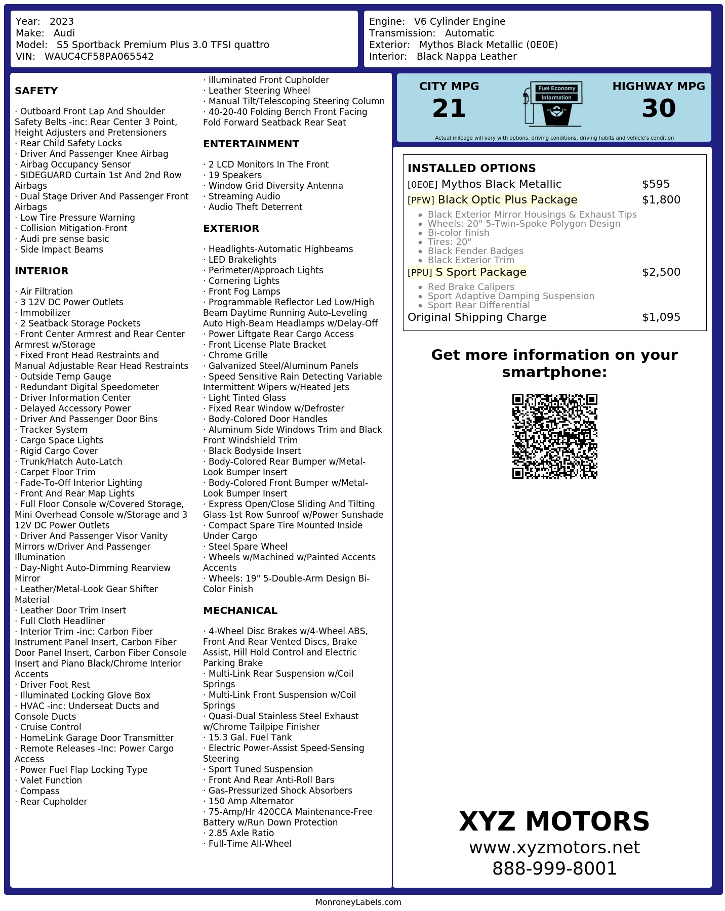 Monroney Label