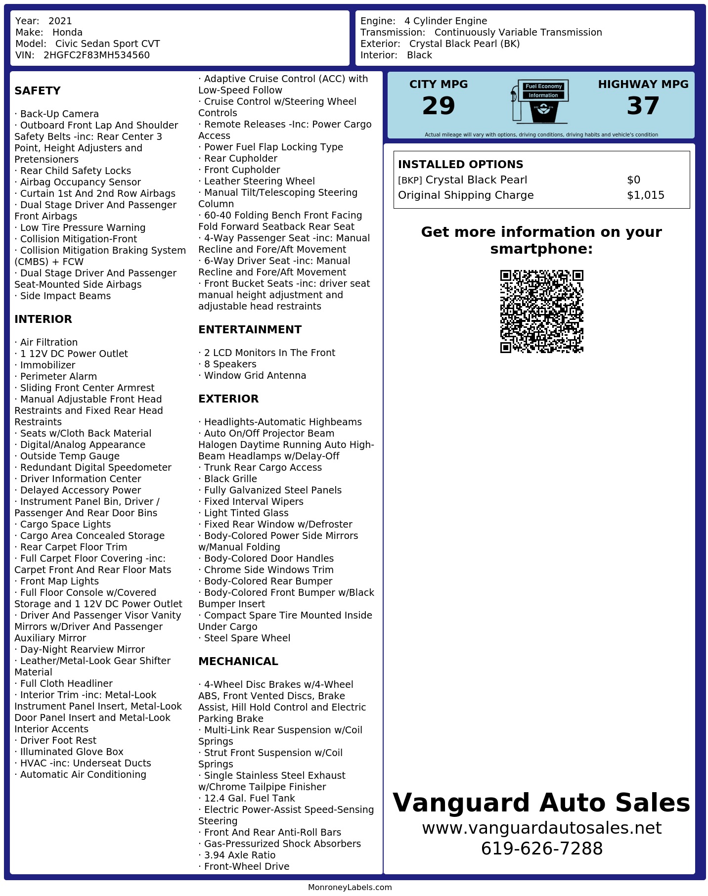 Monroney Label