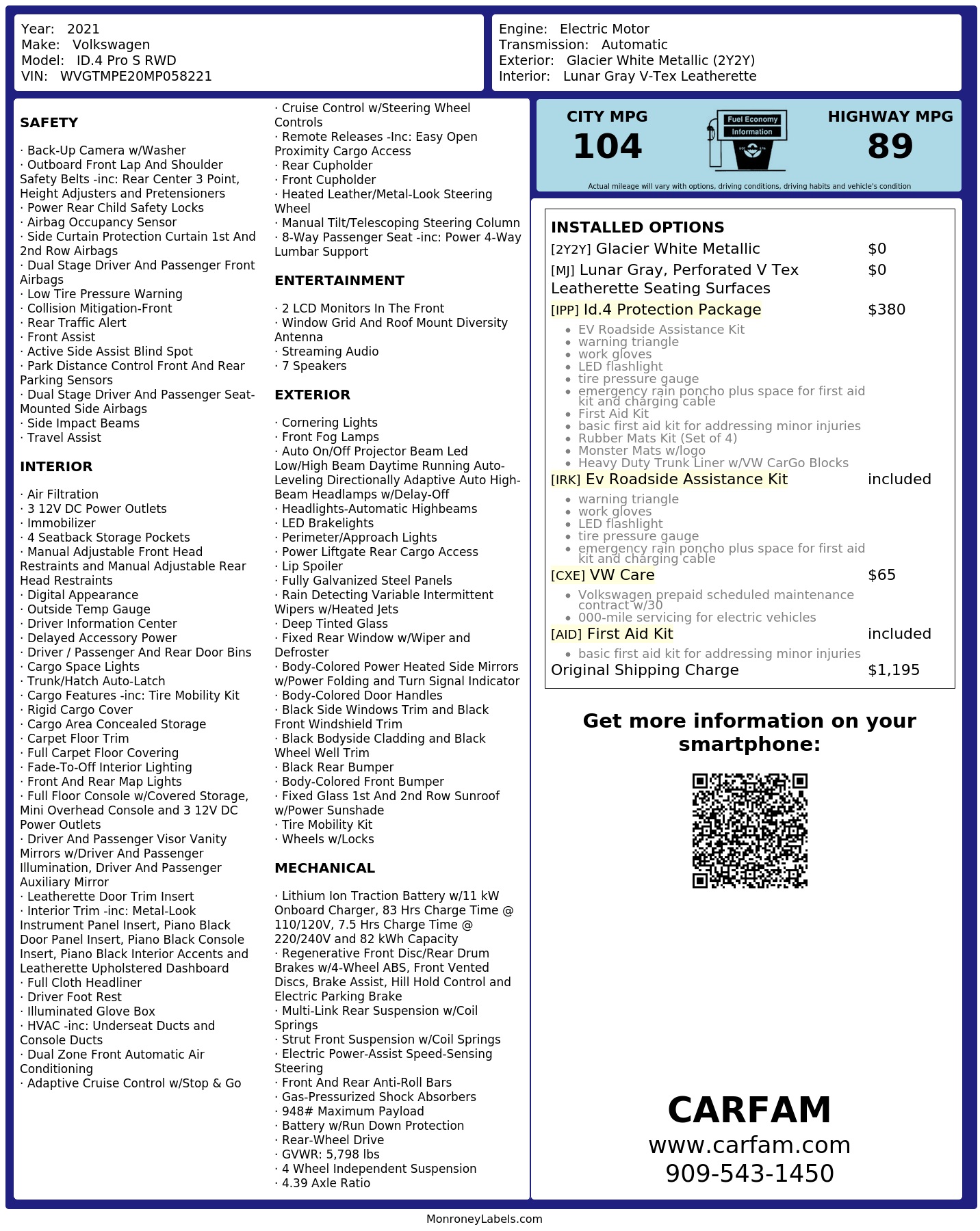 Monroney Label