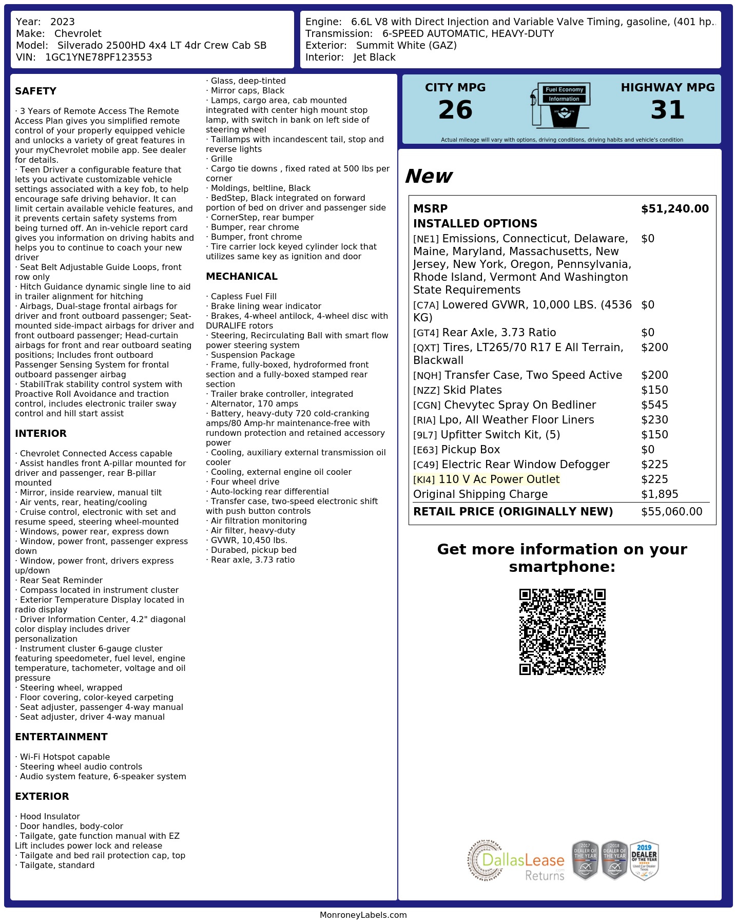 Monroney Label