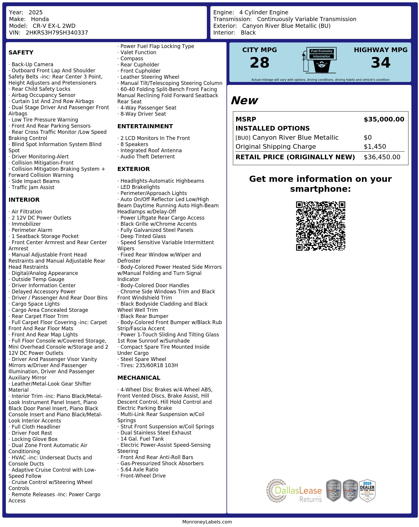 Monroney Label