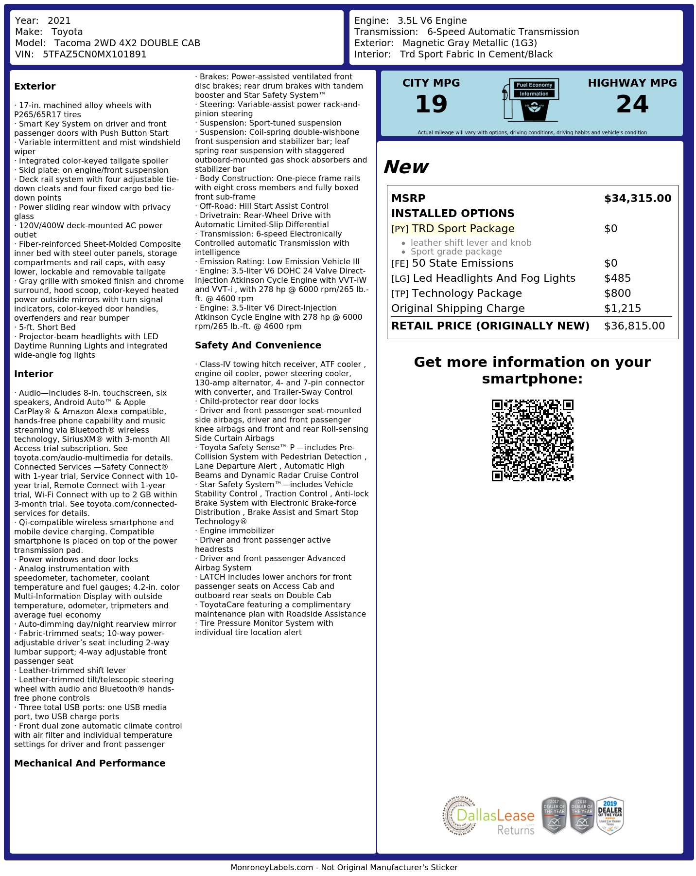 Monroney Label