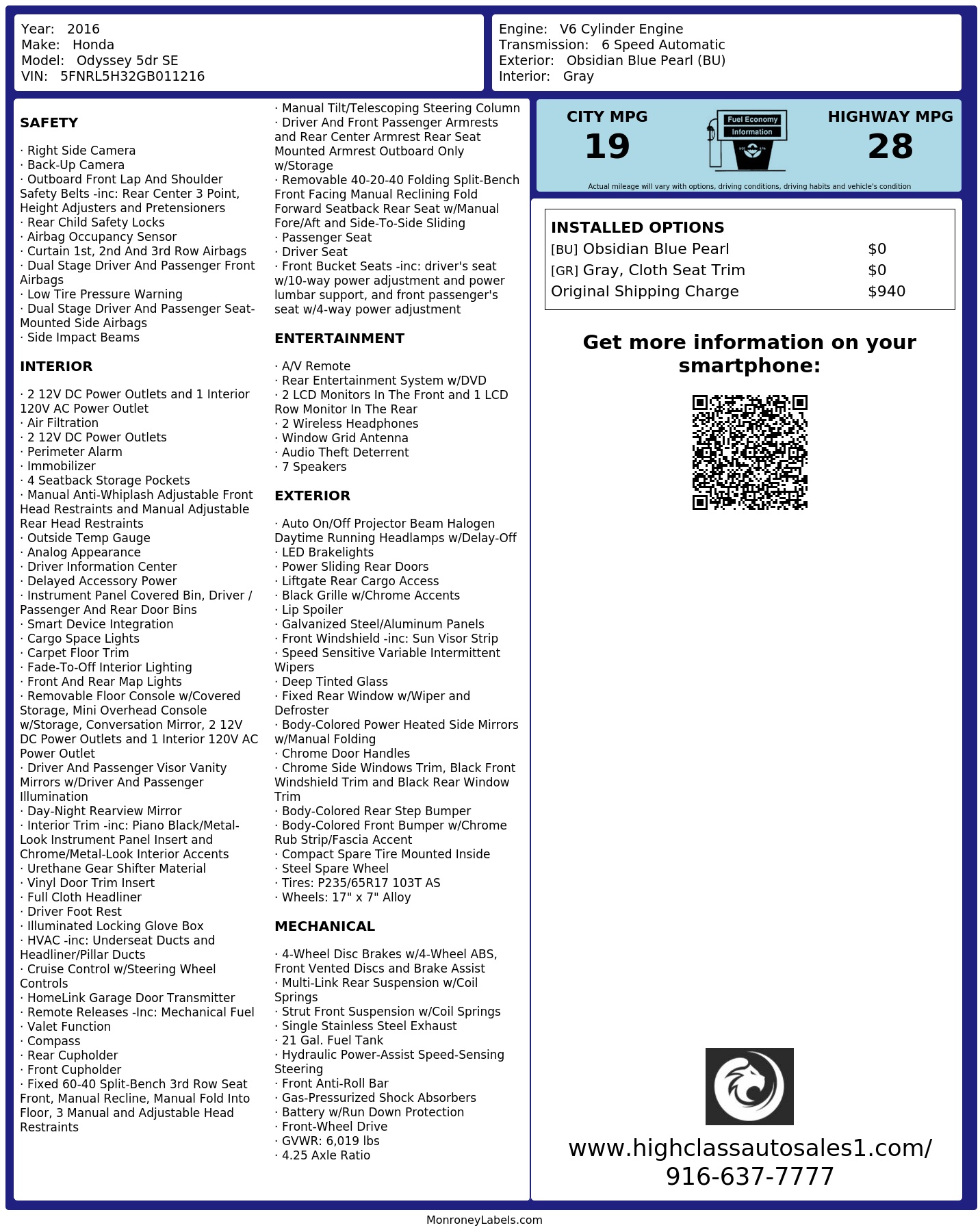 Monroney Label