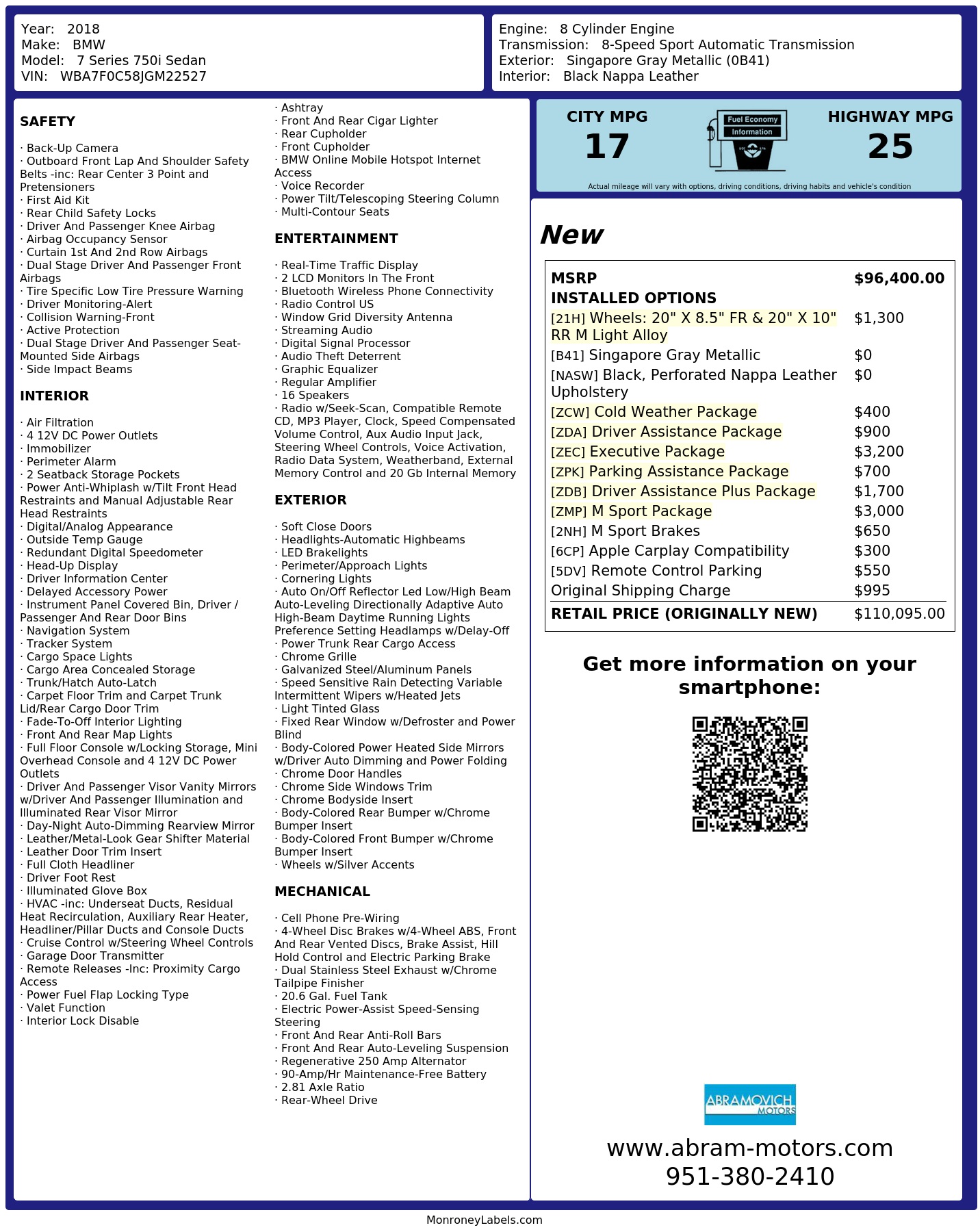 Monroney Label