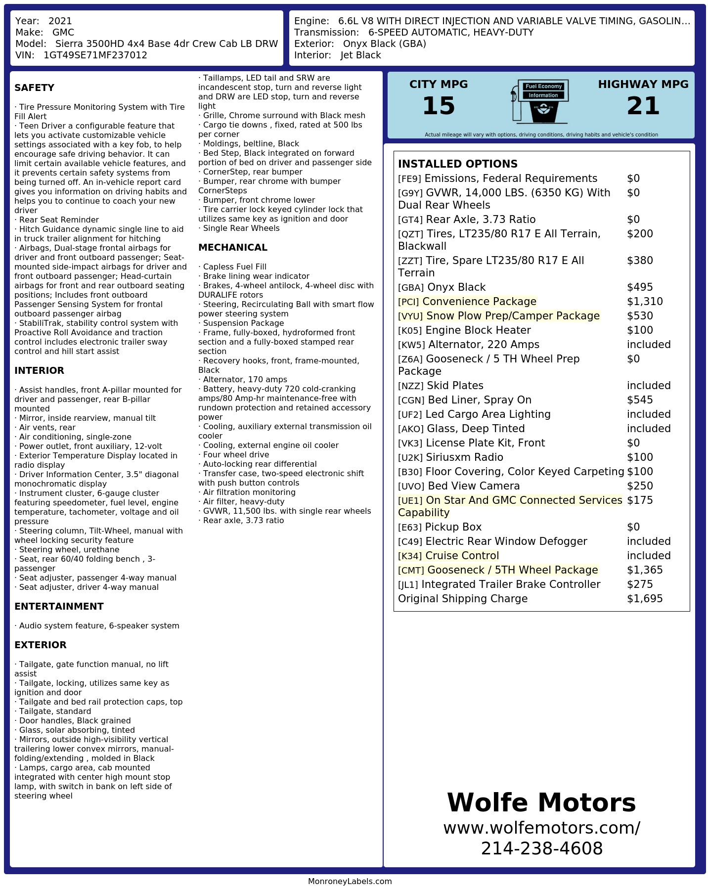 Monroney Label