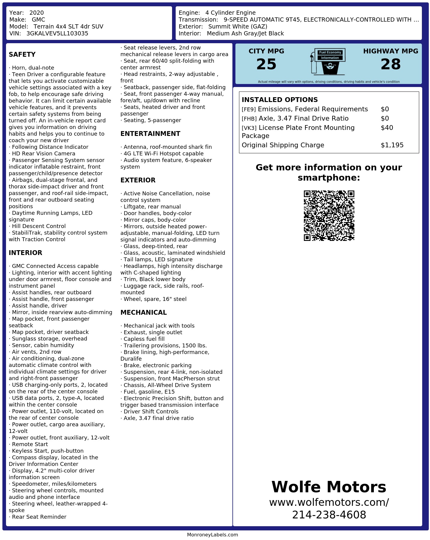 Monroney Label