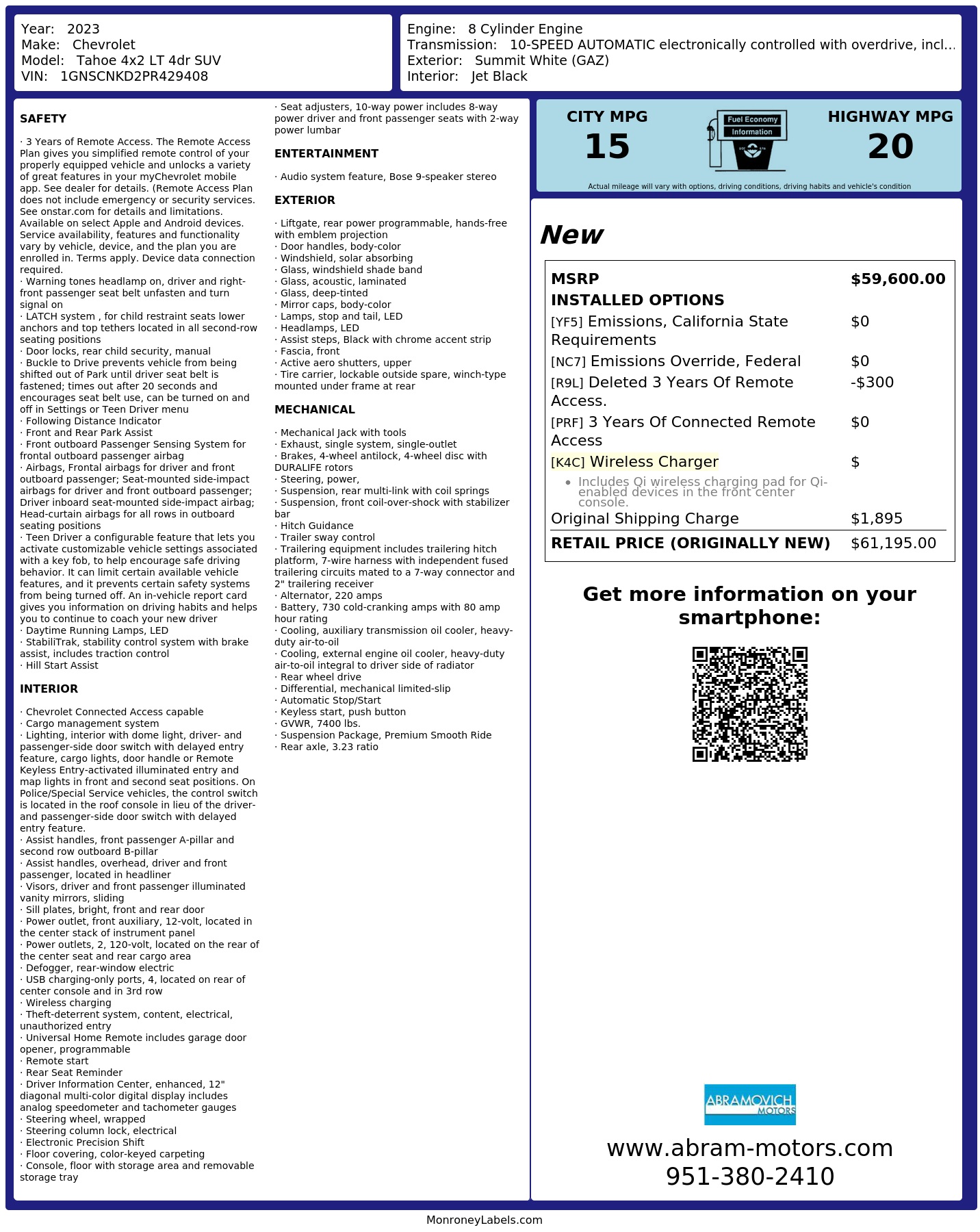 Monroney Label