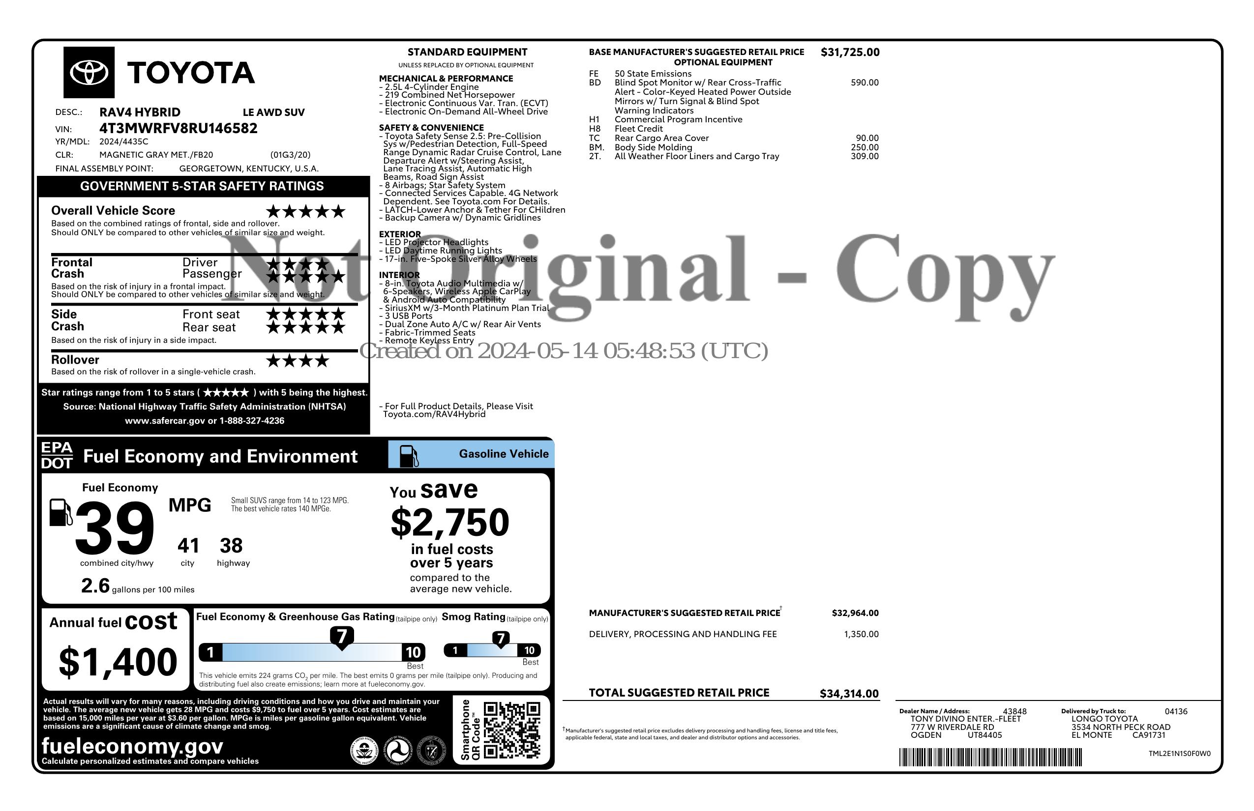 Monroney Label