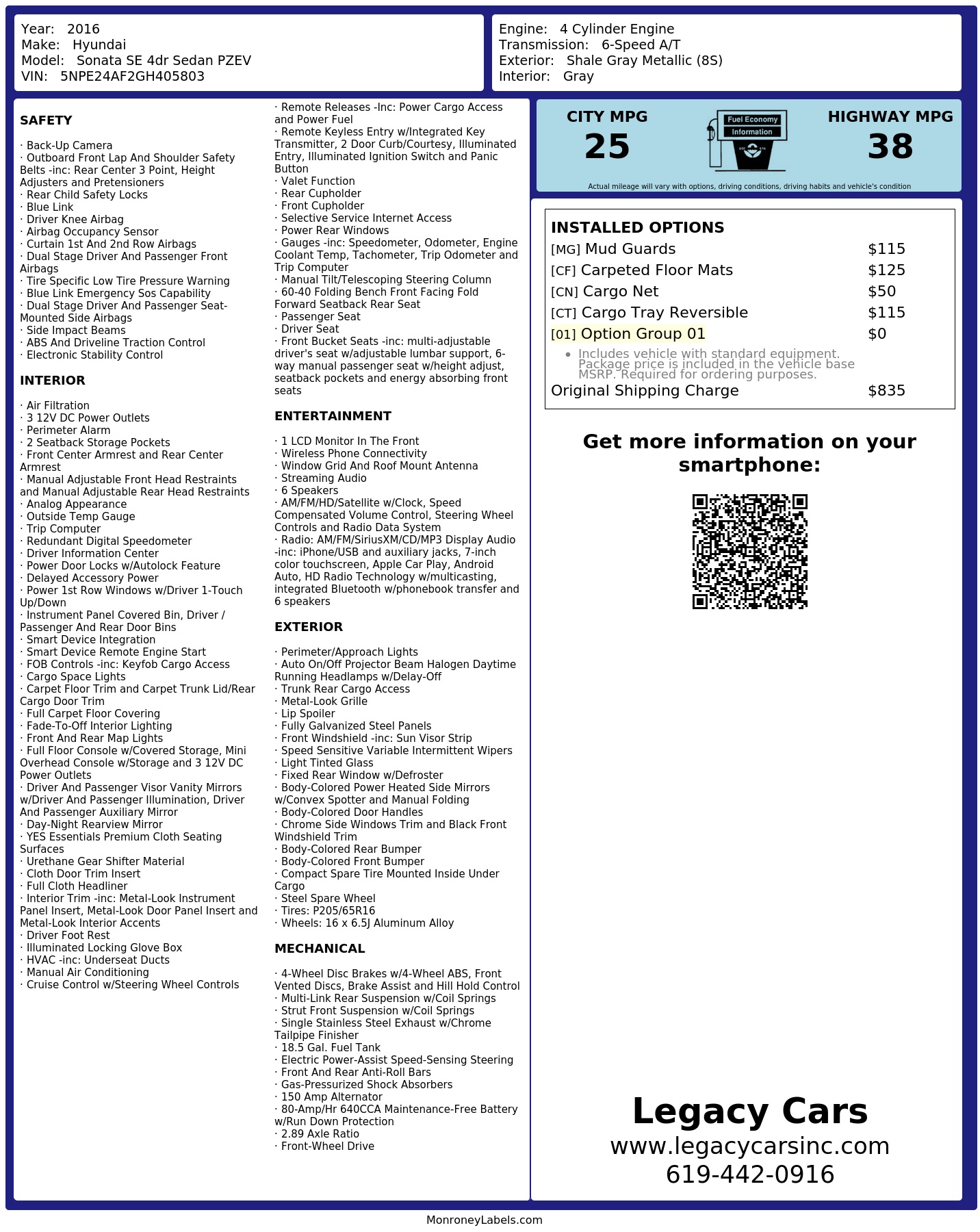 Monroney Label