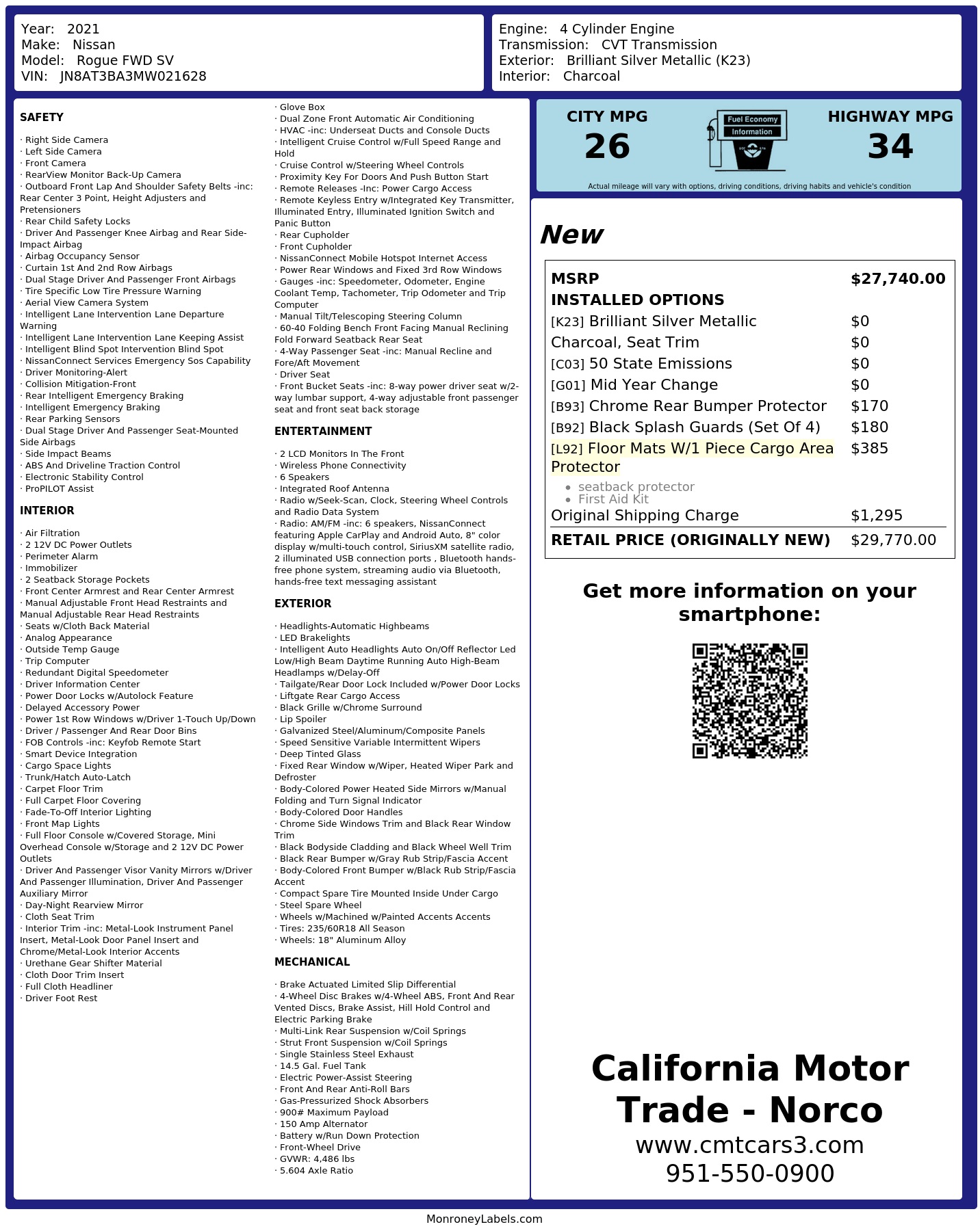 Monroney Label